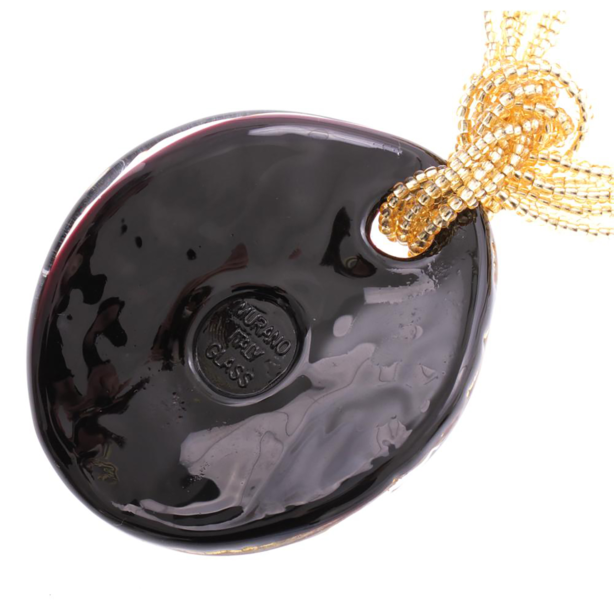 Murano Glas Collier "Ronja" Halskette-schwarz-gold