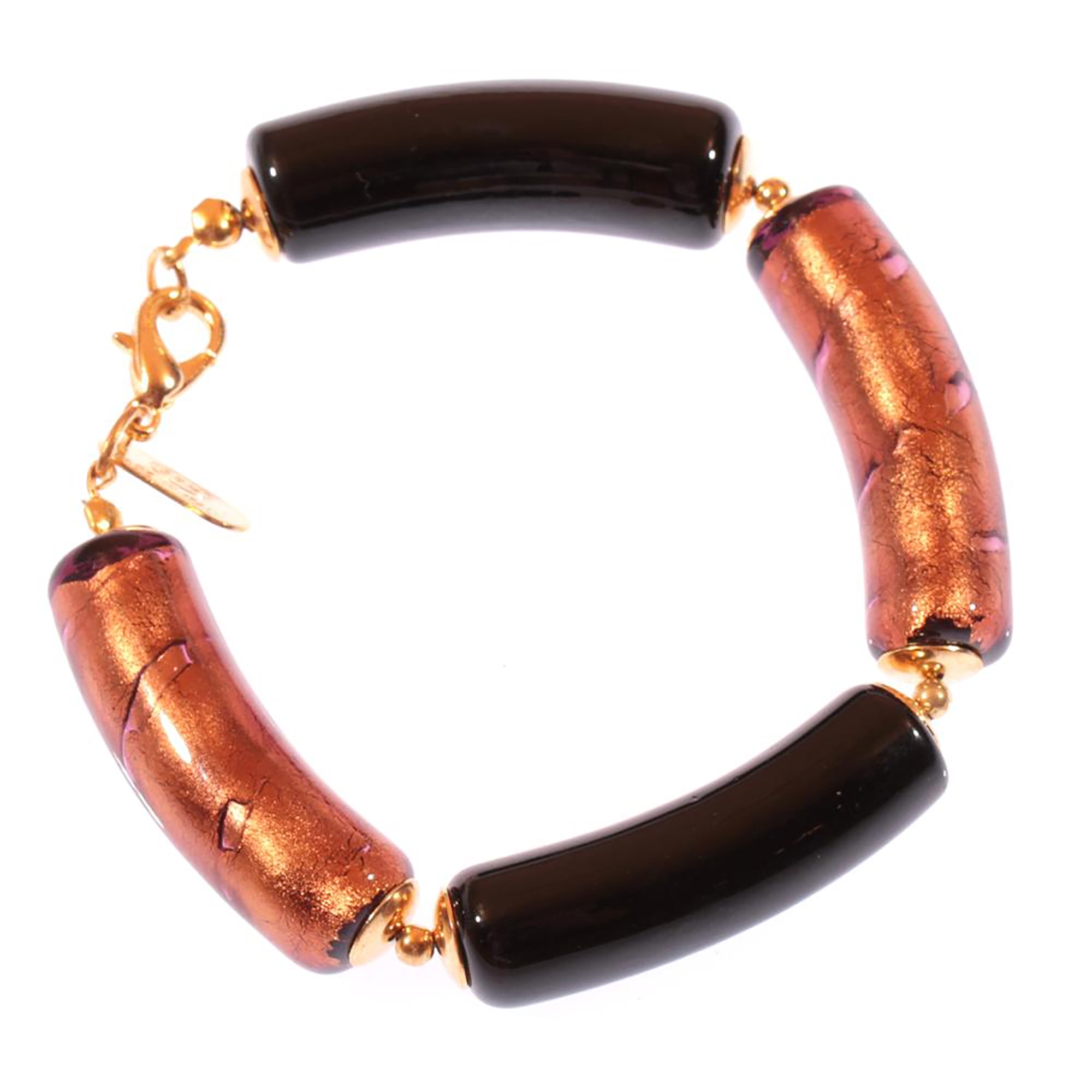 Armband Murano Glas "Lea" schwarz-dark amethist