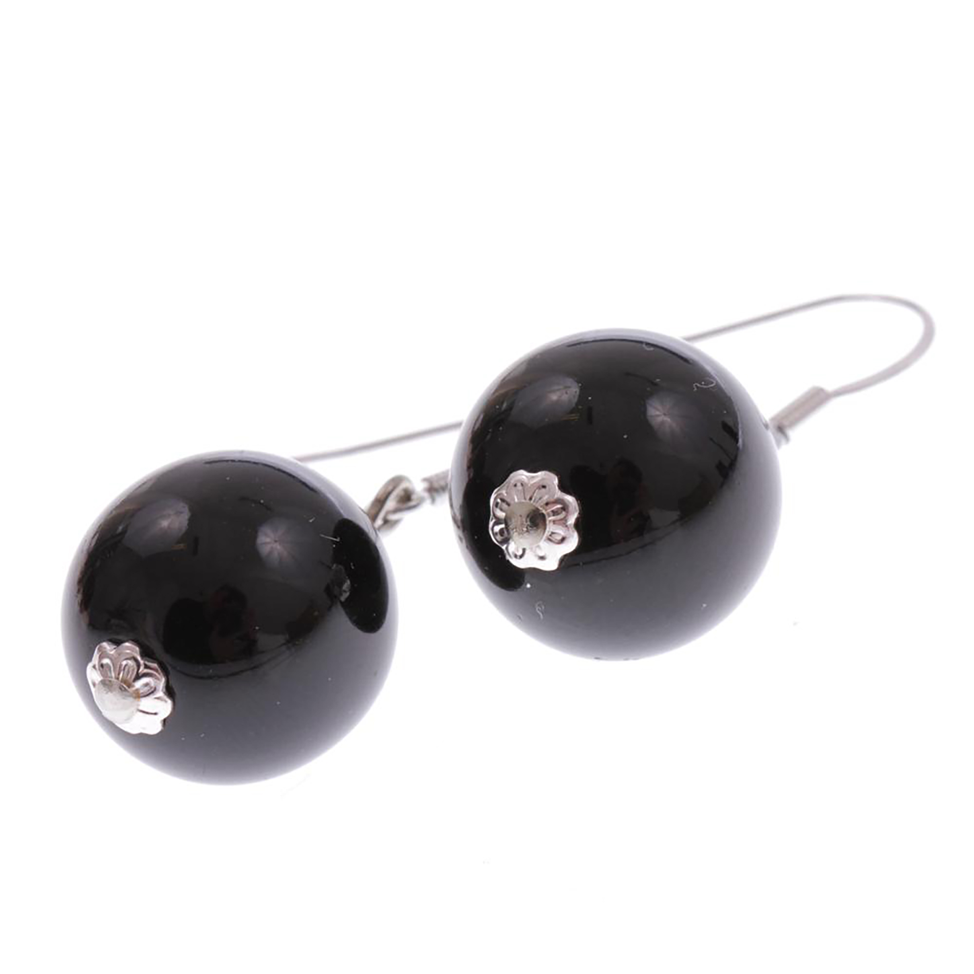 Murano Glas Ohrhänger "Verona" Ohrschmuck-schwarz-silber