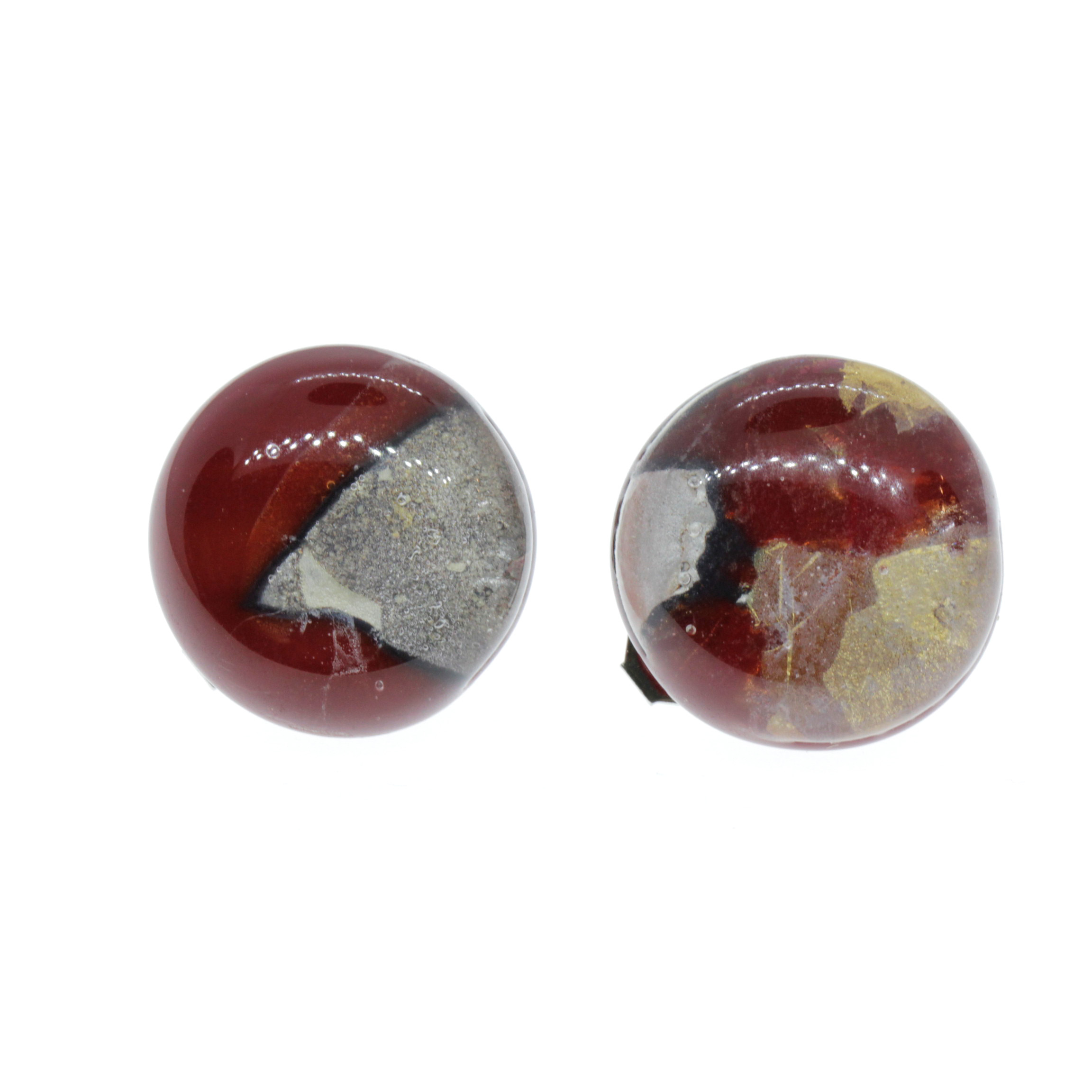 Livorno Muranoglas Ohrclips Rot/Gold/Silber; Muranoglas mit echtem Blattgold und/oder Blattsilber, ohne Kupfer; hypoallergene, hochwertig versilberte Clips