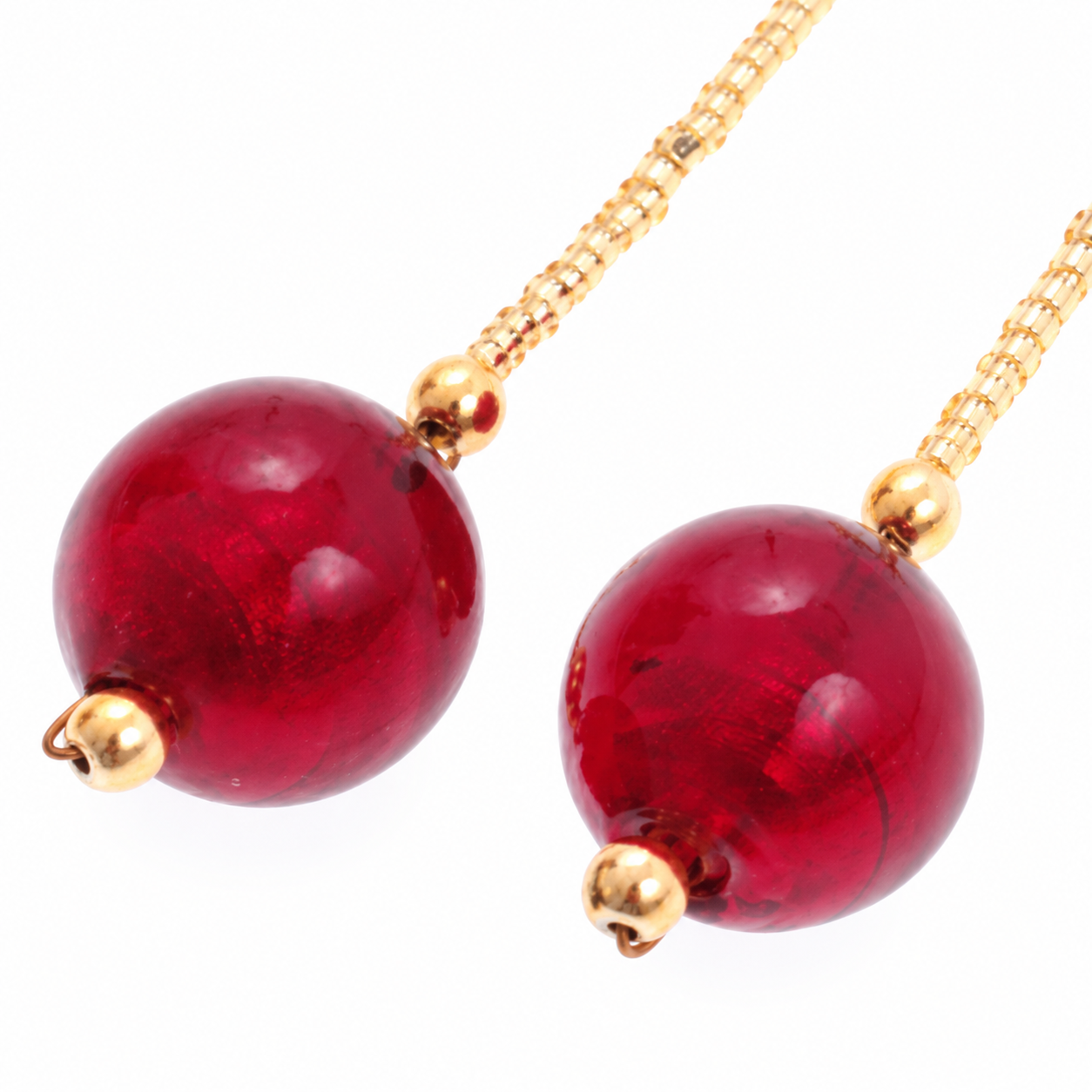 Allesandra Muranoglas Ohrhänger Rot/Gold
