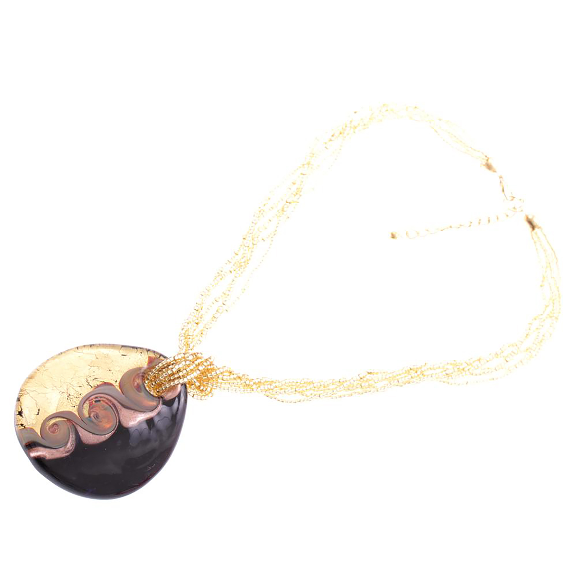 Murano Glas Collier "Ronja" Halskette-schwarz-gold