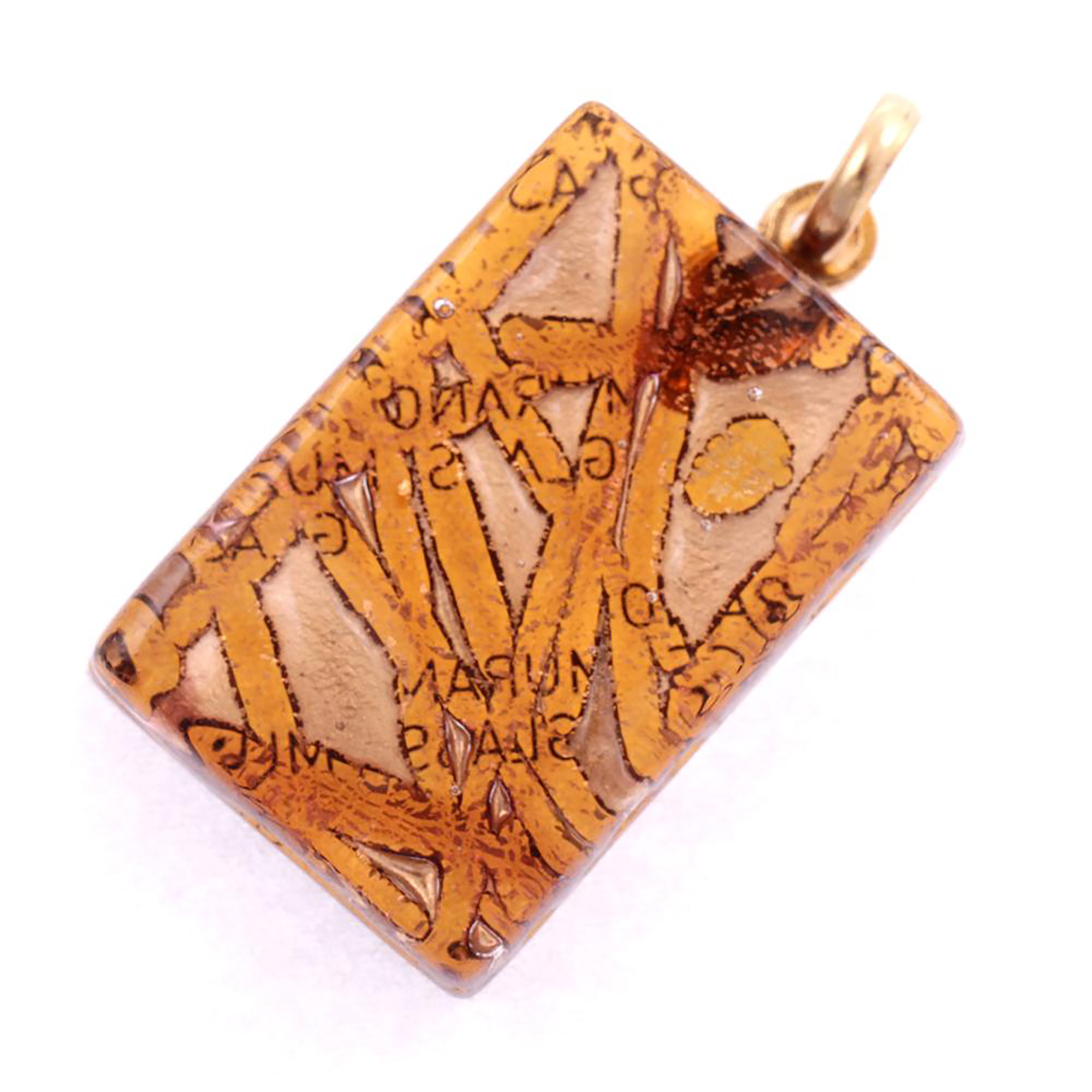 Rechteck Anhänger "Swan II" Murano Glas-amber-gold