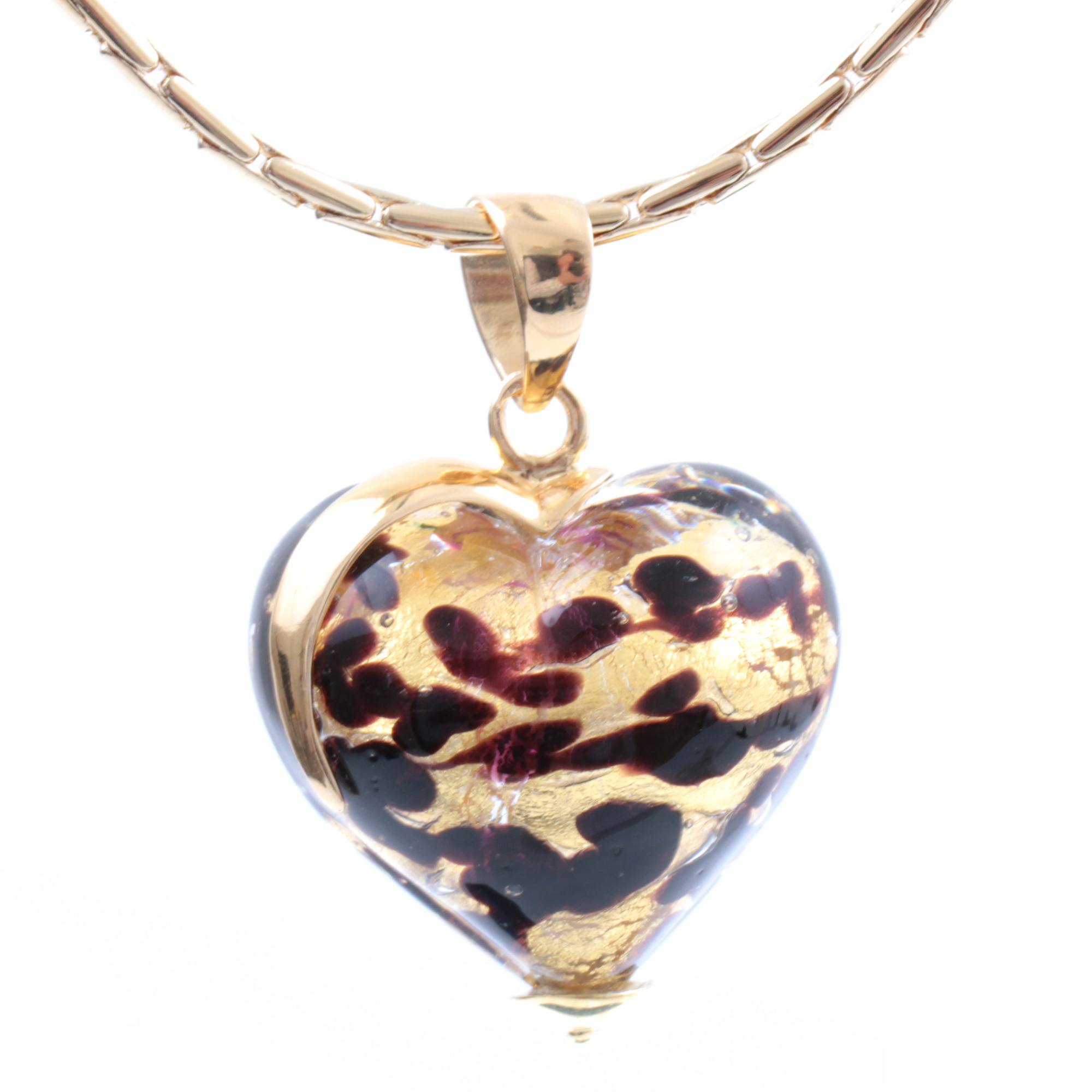 Murano Glas Herz Burano – Limitierte Sonderedition Schwarz Gold
