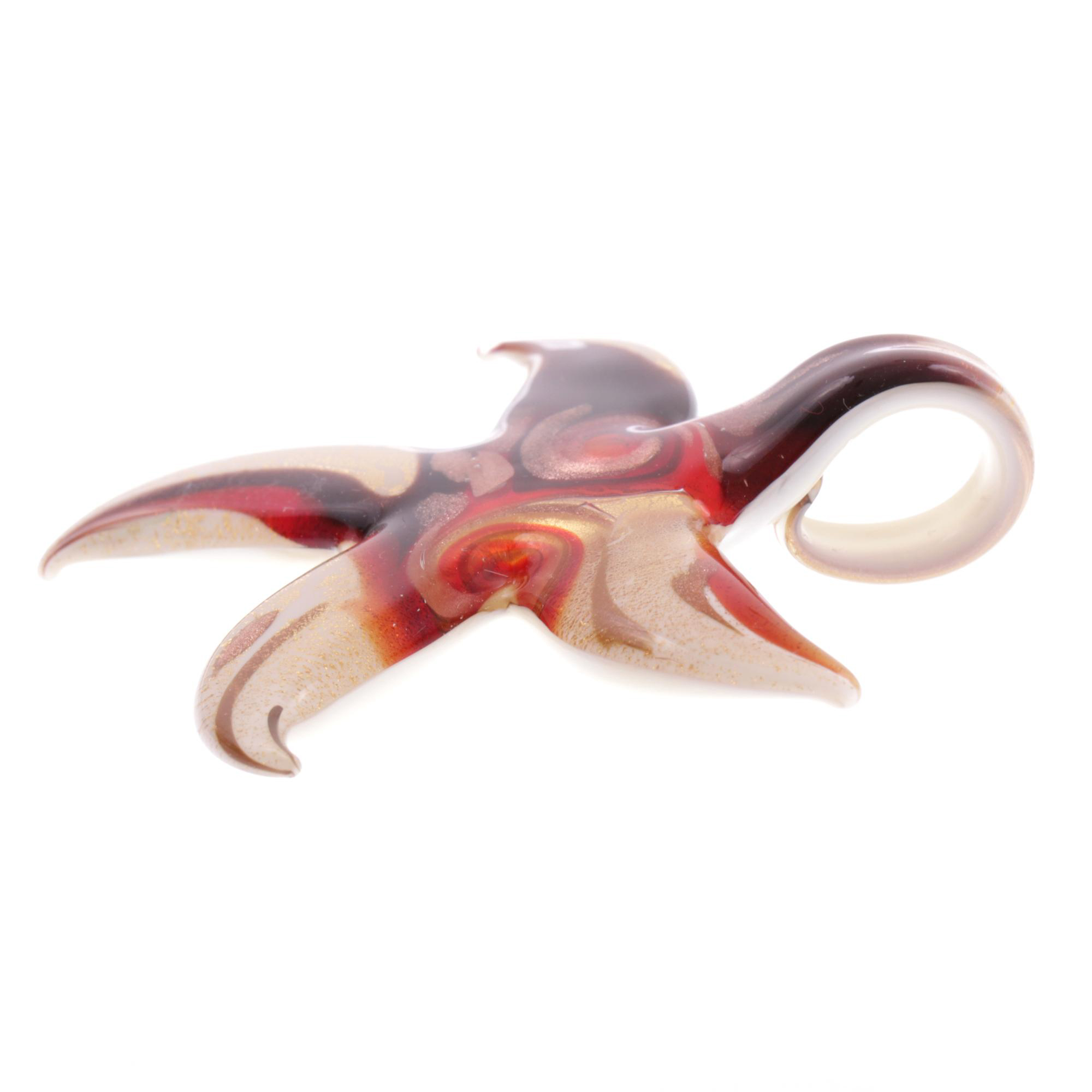 Facella Seestern-Anhänger Rot/Gold aus echtem Muranoglas mit echtem Blattgold und Kupfer