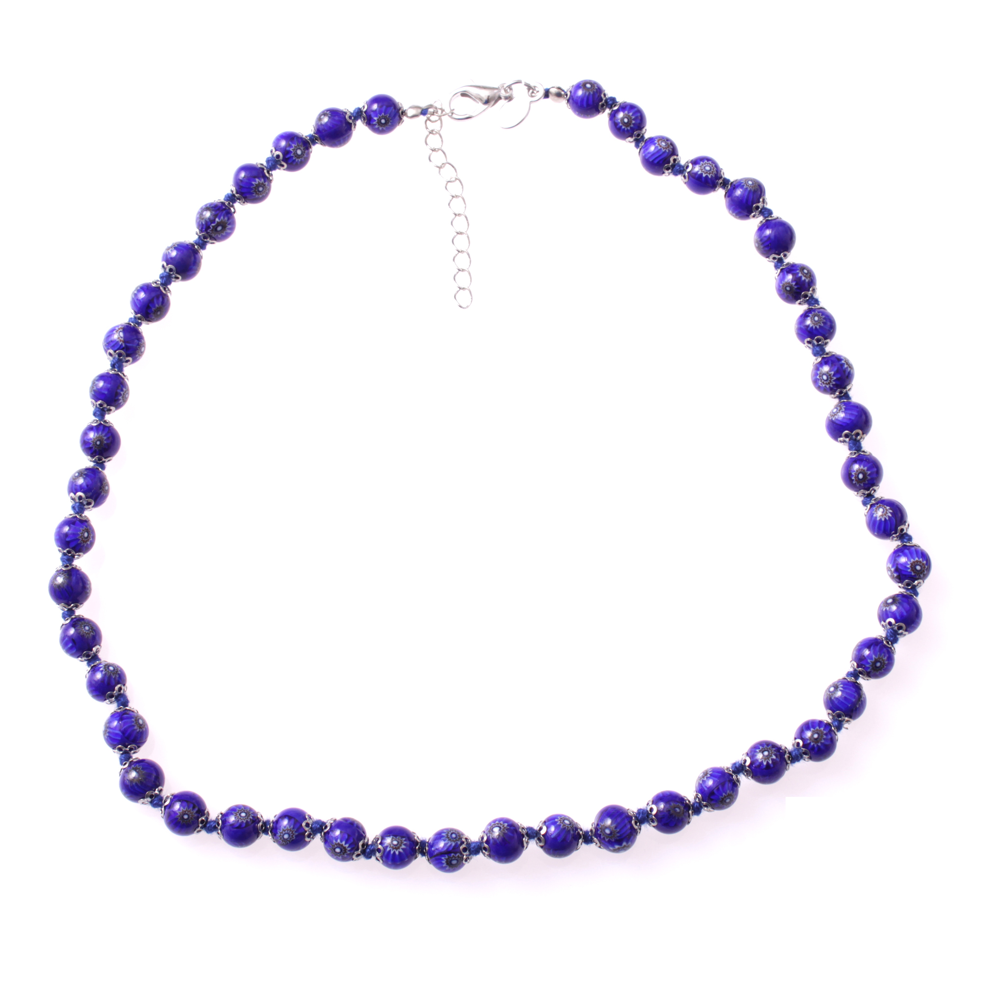 Collier Murano Glas Mille Fiori"-dunkelblau-silber