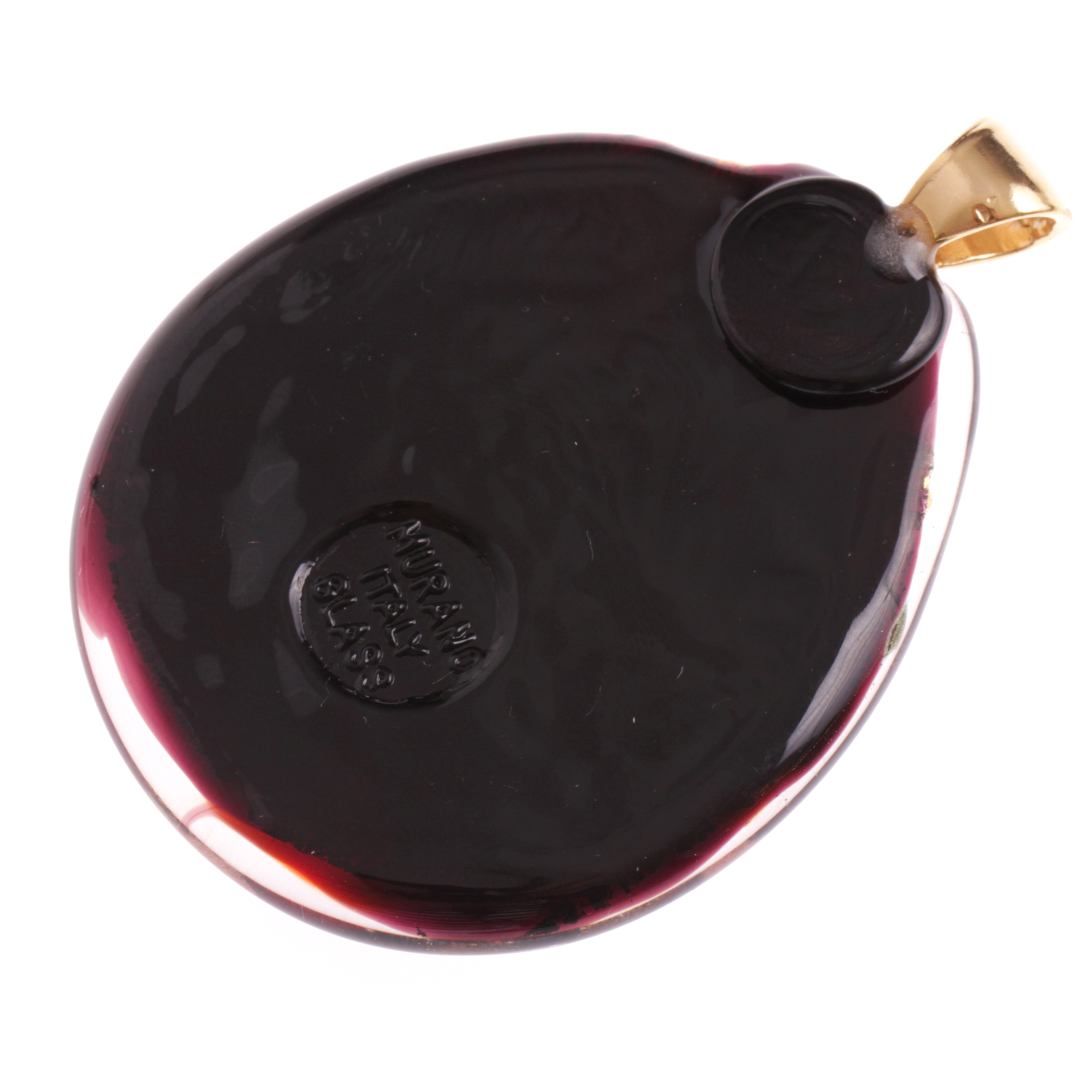 Traumhaft schöner Murano Glas Anhänger "Onorio" -schw rot gold