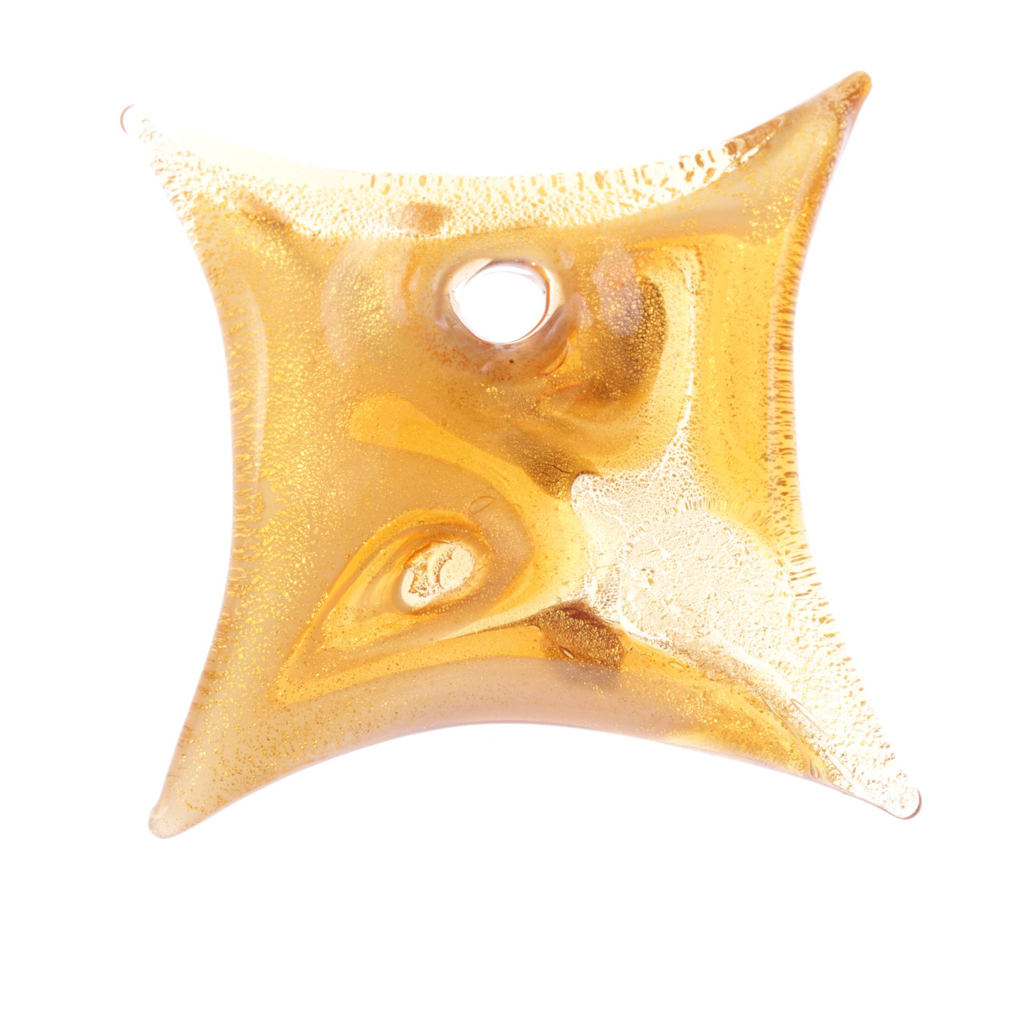 Exquisiter Murano Glas Anhänger "Losanga" -amber-gold