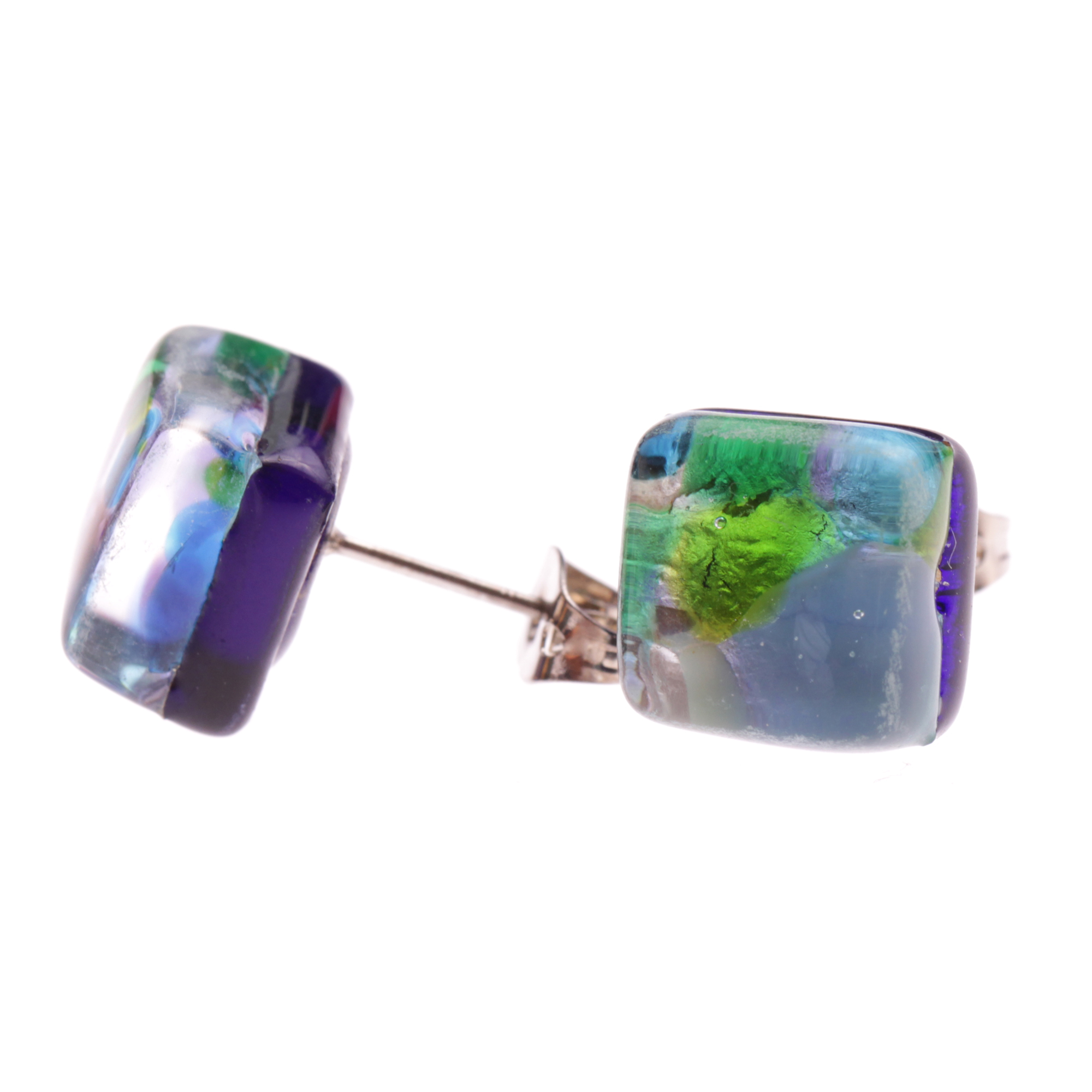 Jolanda Muranoglas Ohrstecker Harlekin/Silber; Muranoglas mit echtem Blattsilber; hypoallergene, hochwertig versilberte äußere Metallteile