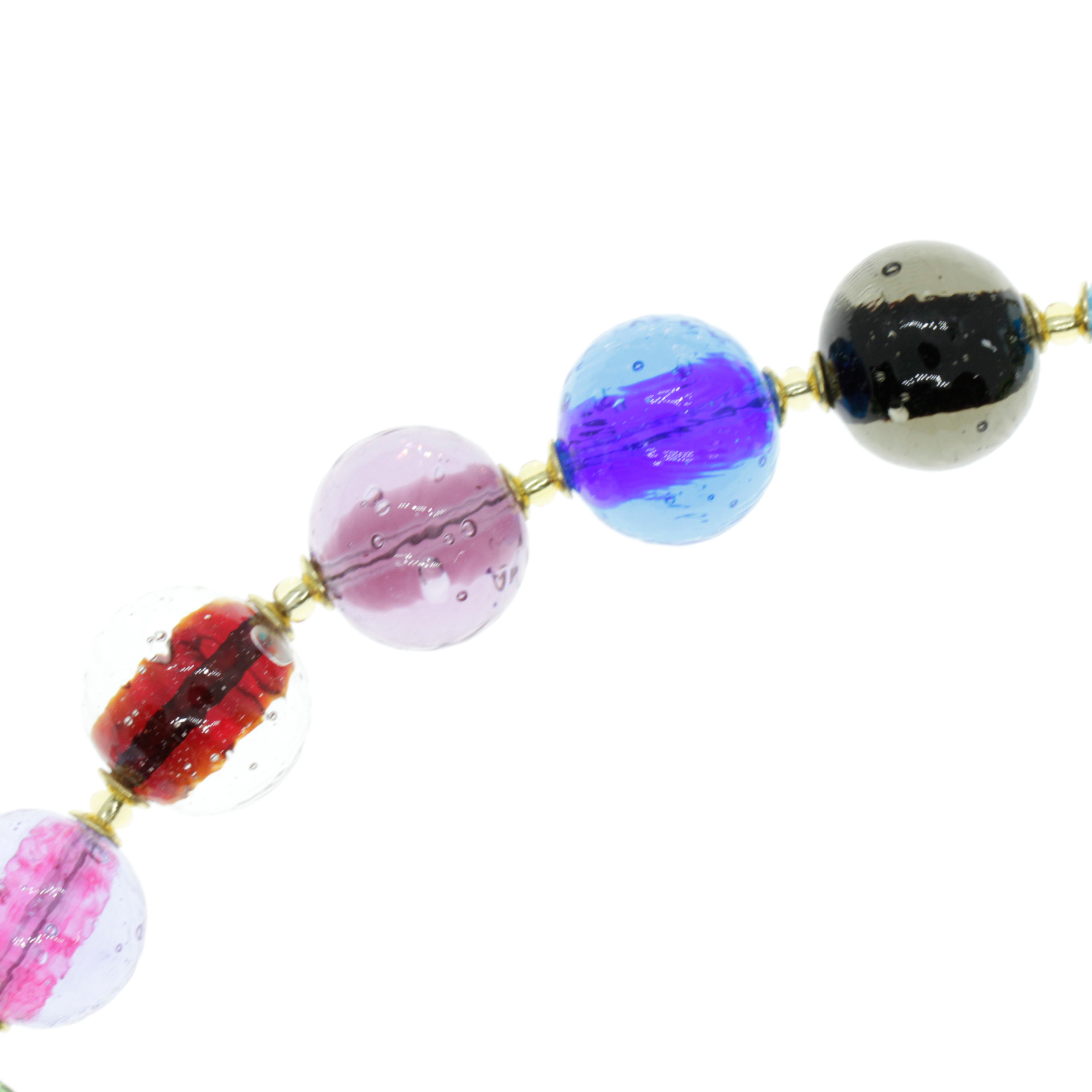 Kugel Collier "Verona" Murano Glas Halskette - bunt gold