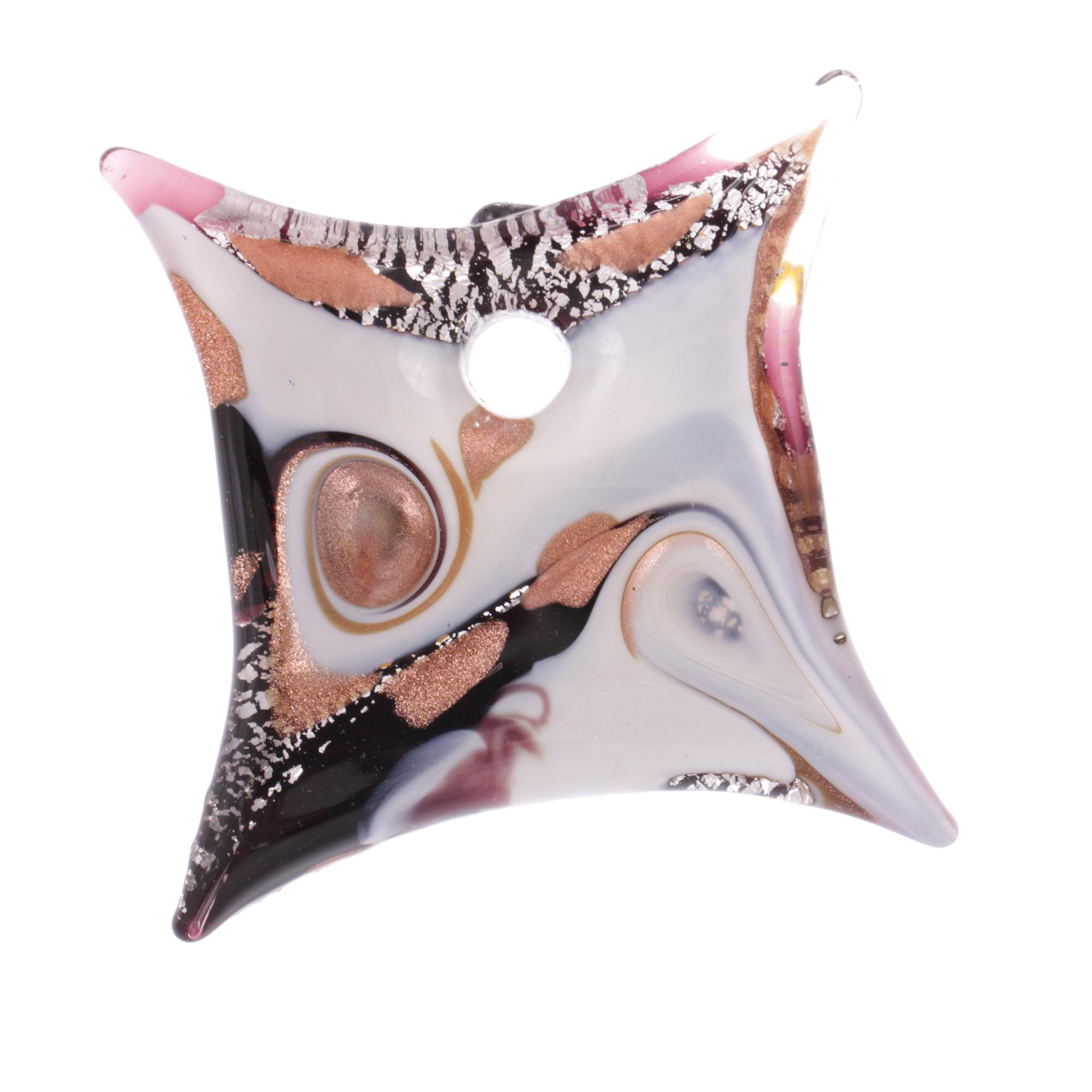 Exquisiter Murano Glas Anhänger "Losanga" -lila silber