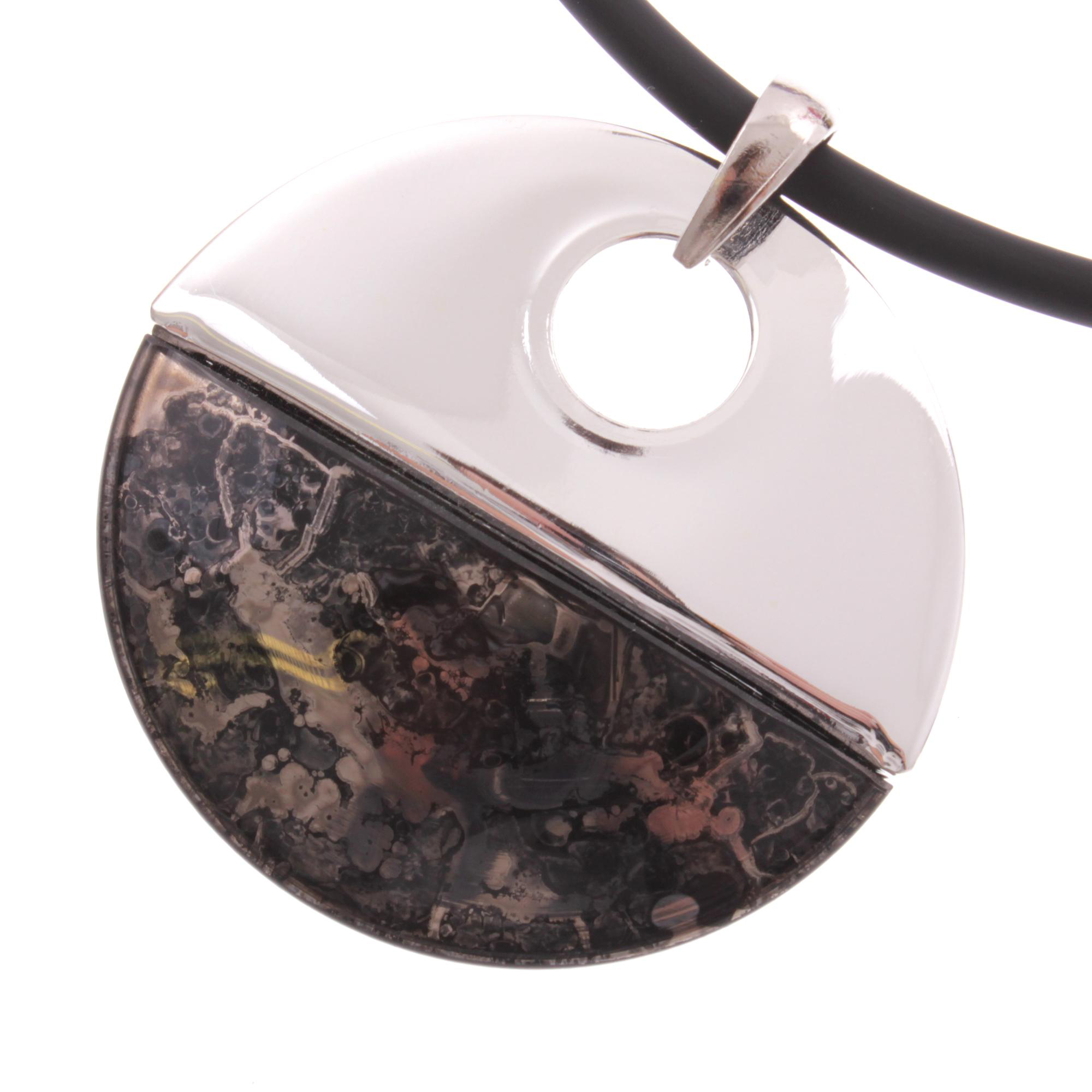 Ein Murano Glas Anhänger "Brizzola" wundervolle Kunst-schwarz platin