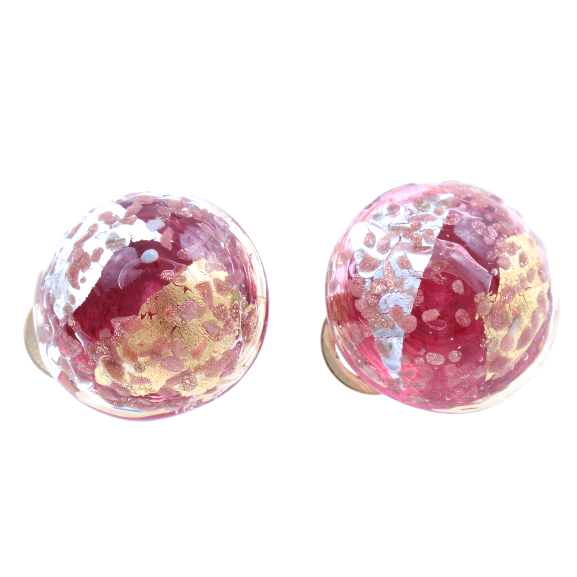 Murano Glas Ohrclip Modell "Symphonie" -rot
