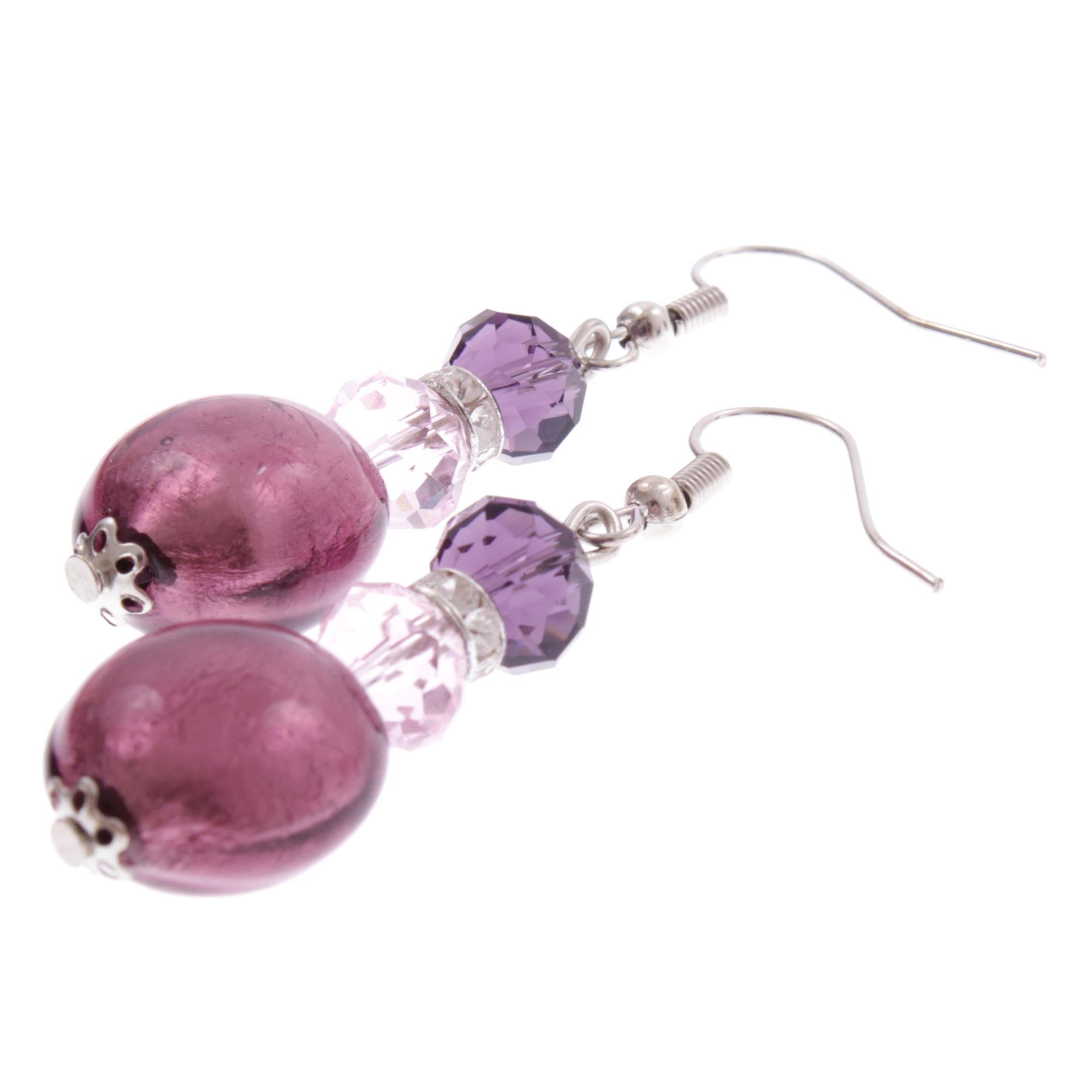 Ohrhaken Ohrhänger Murano Glas "Sonno" Ohrschmuck-lila