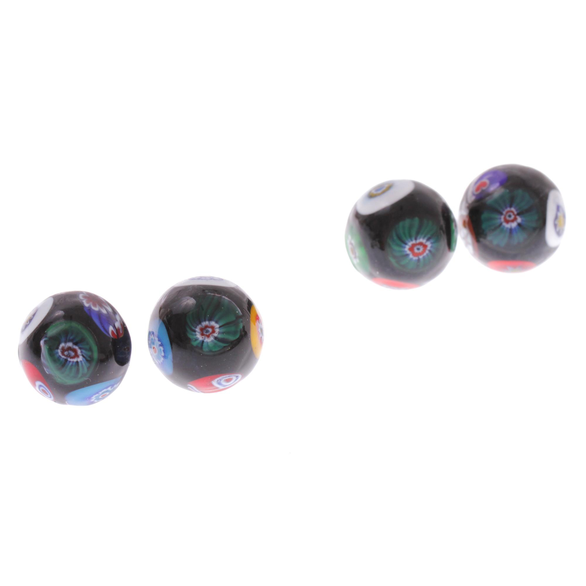 Faccia Millefiori Ohrstecker Silber; Muranoglas mit Millefiori-Blüten, ohne Metalleinlagen; hypoallergene, hochwertig versilberte äußere Metallteile
