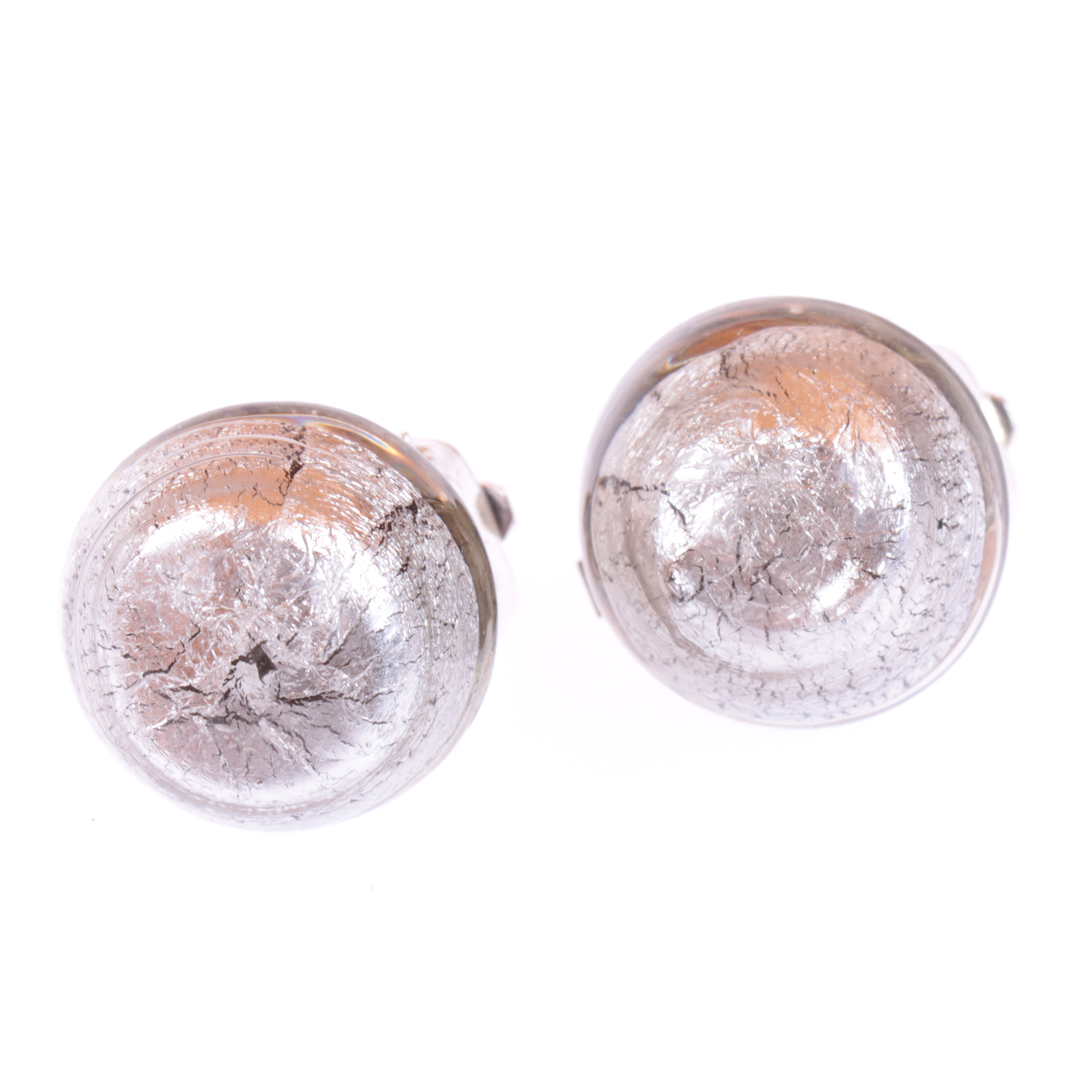 Muranoglas Ohrclip "Elea" grau-silber