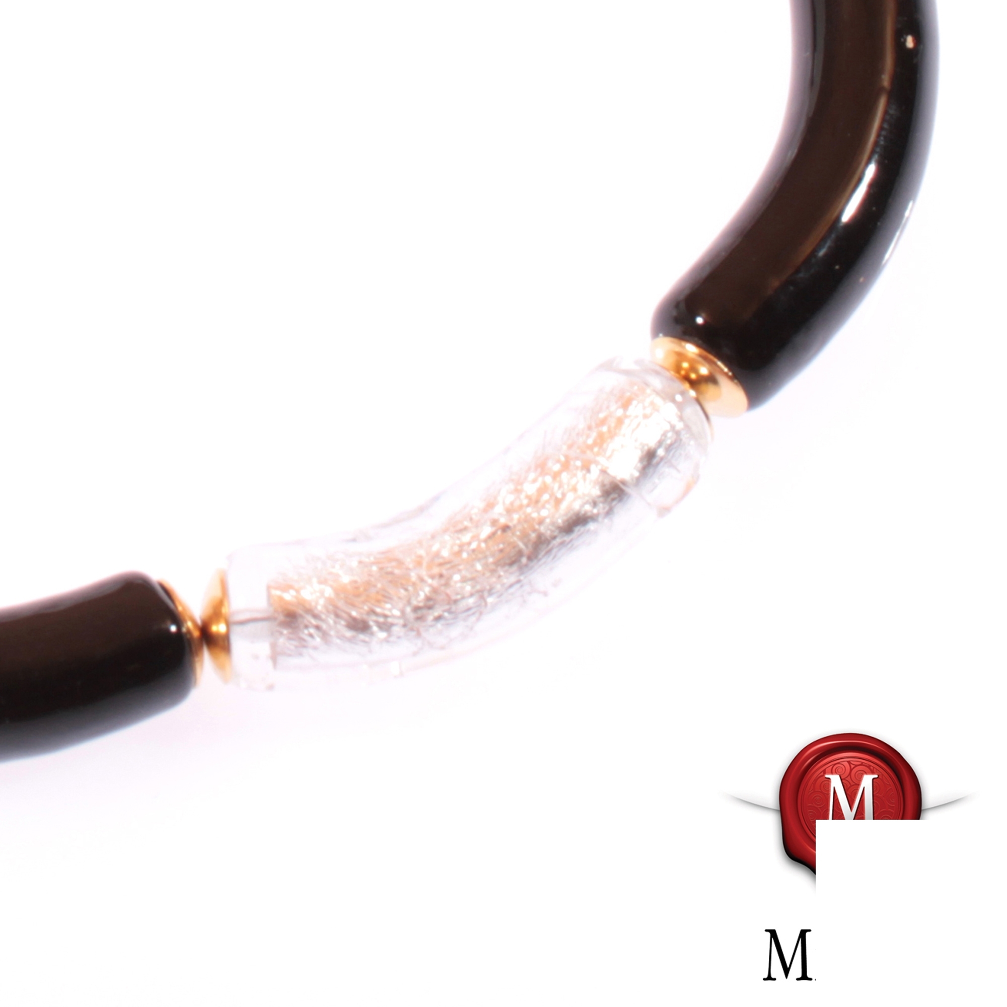 Collier Murano Glas "Lea" schwarz-silber-gold