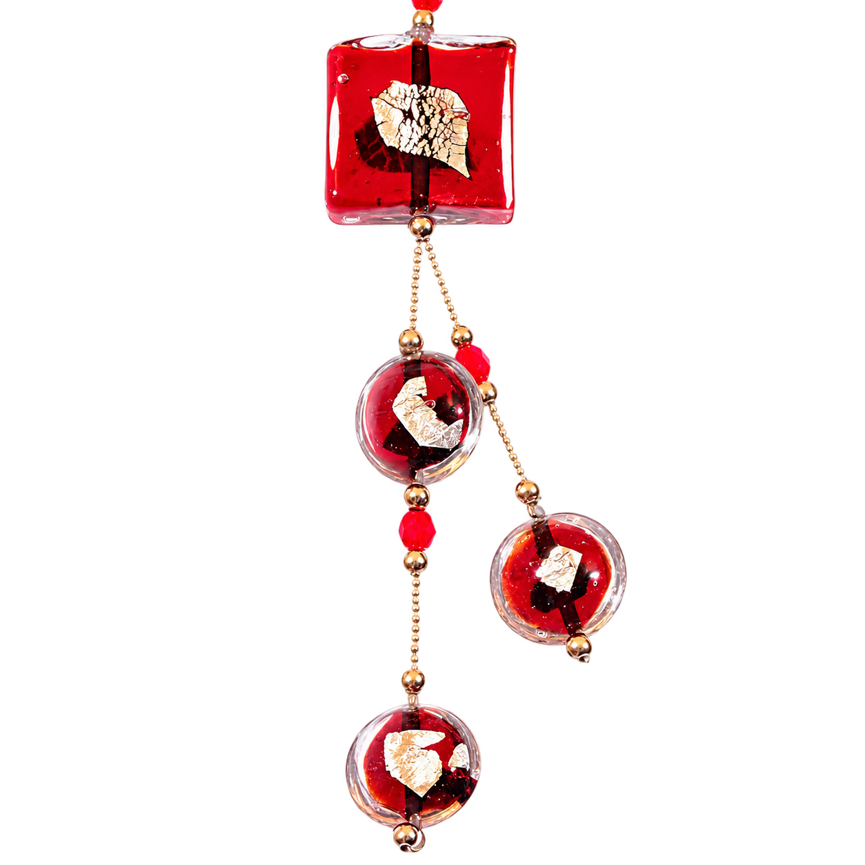 Murano Glas Collier "Ellen" rot-silber