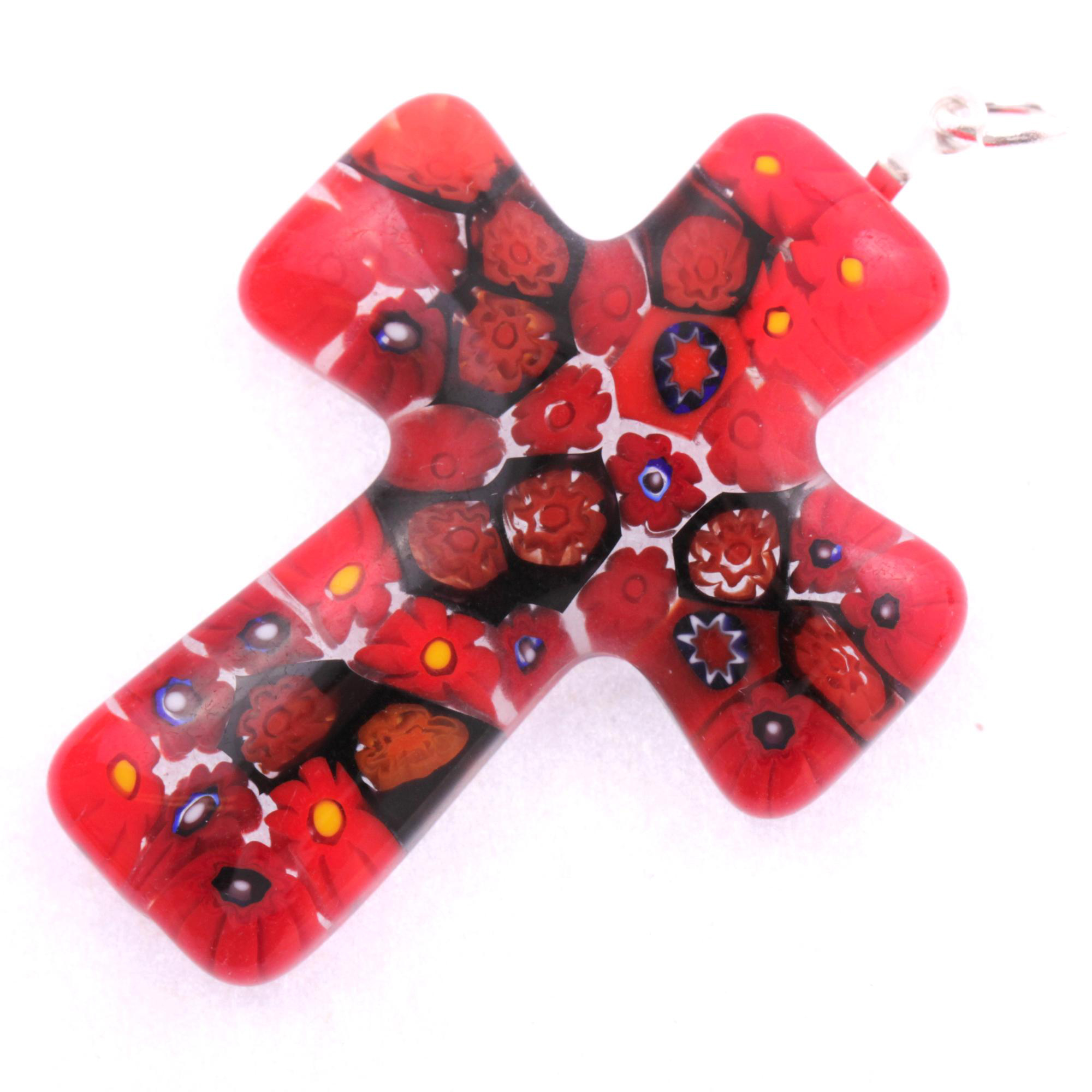 Murano Glas Kreuz Modell "Grand Rood" Mille Fiori-rot