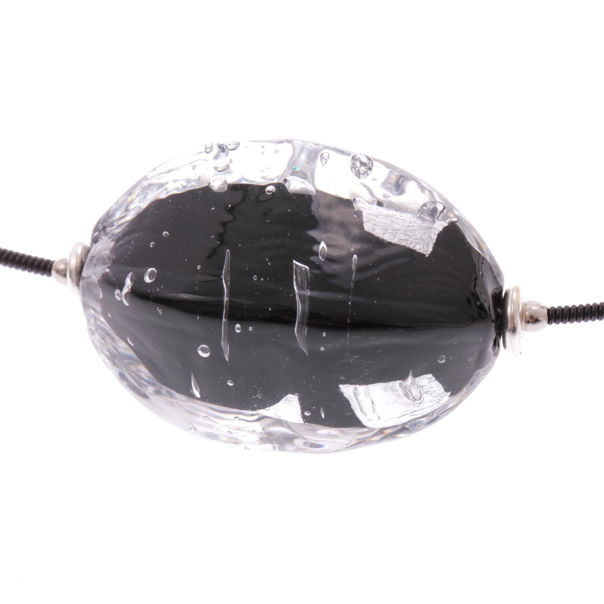 Top Design: Murano Glas Collier "Pepita" Halsreif Halskette-schwarz-silber