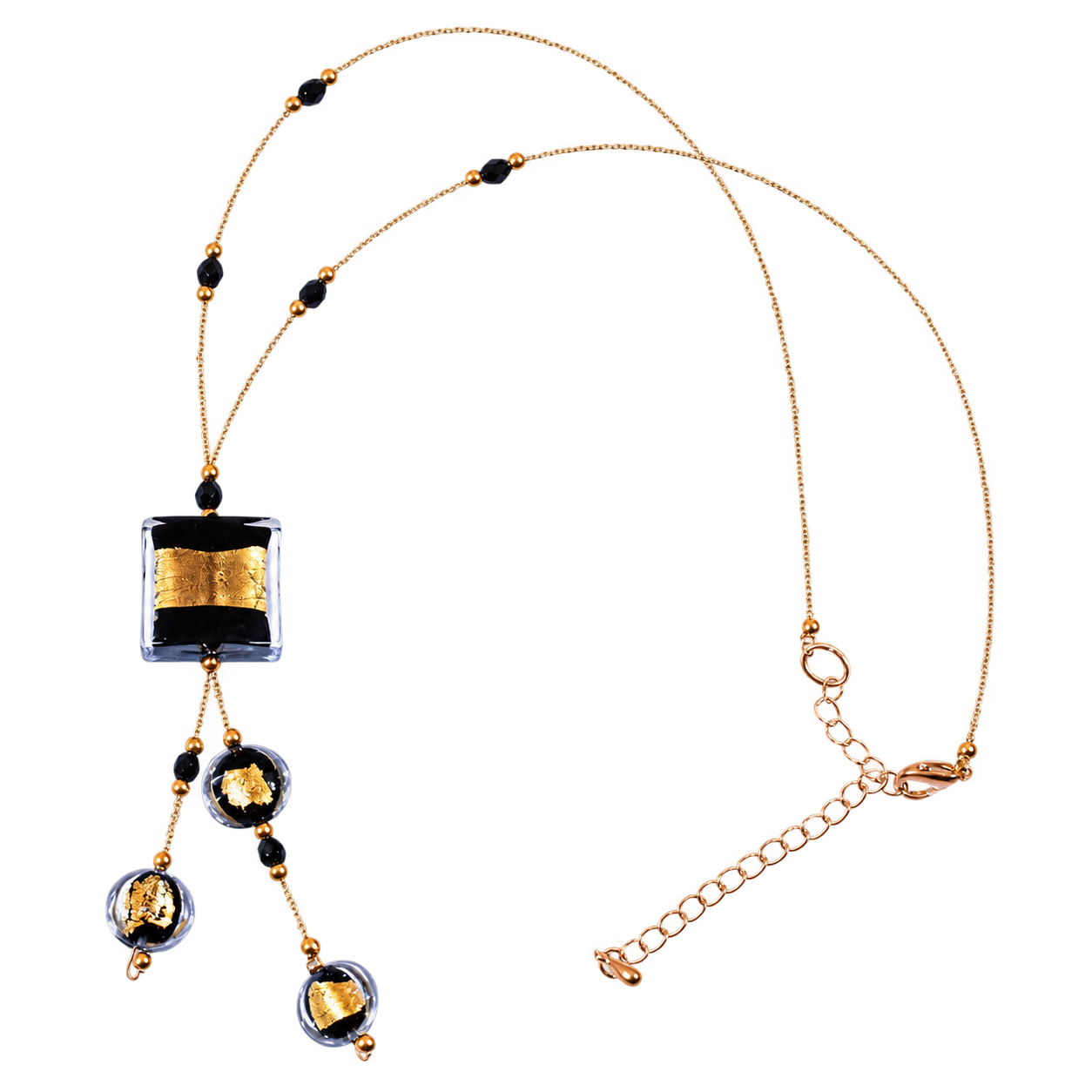 Murano Glas Collier "Ellen" schwarz-gold
