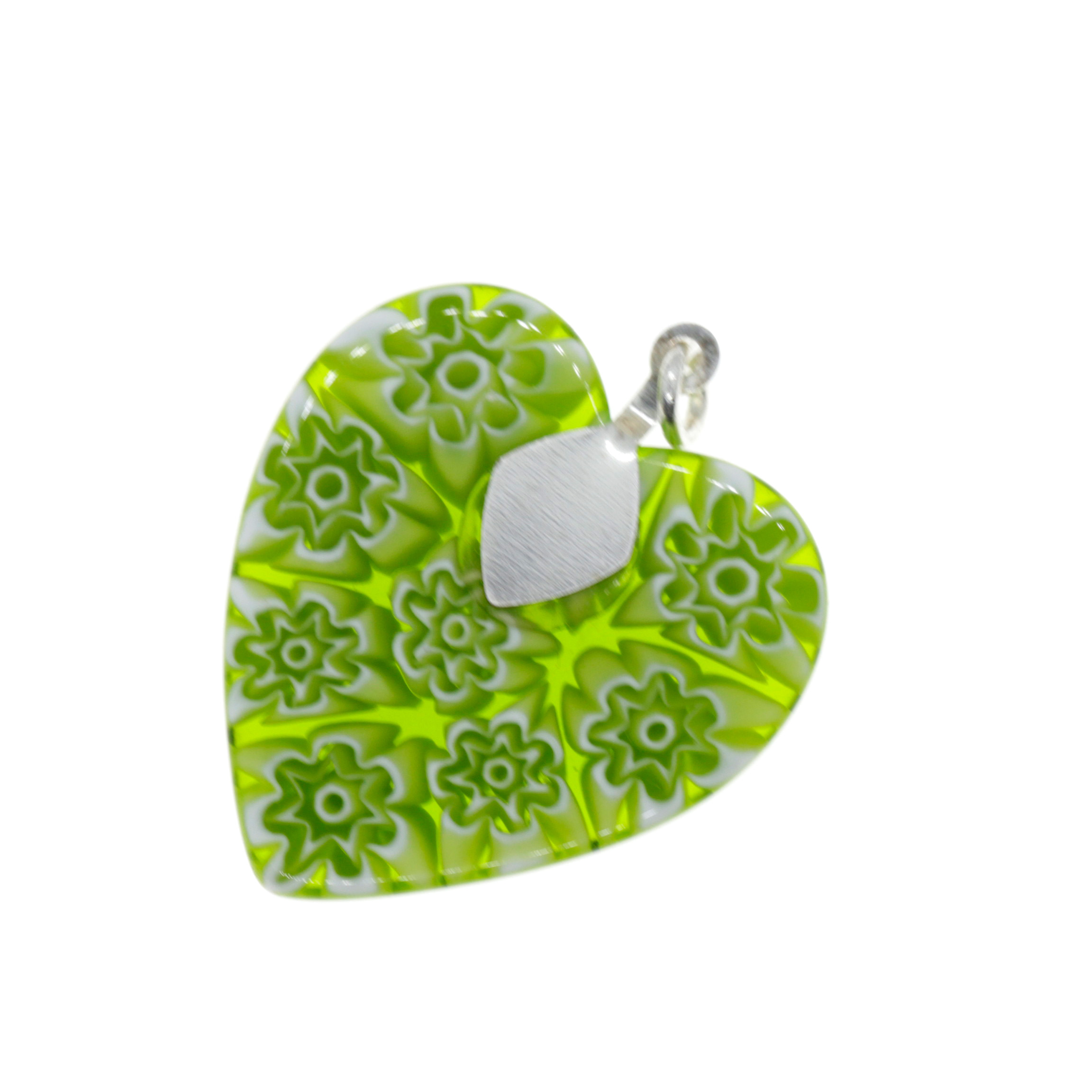 Mille Fiori Herz Anhänger "Sono" Murano Glas - grün