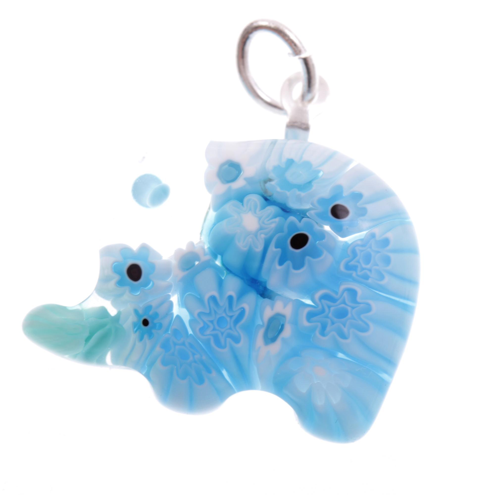 Mille Fiori Anhänger "Caballo" Murano Glas-türkis