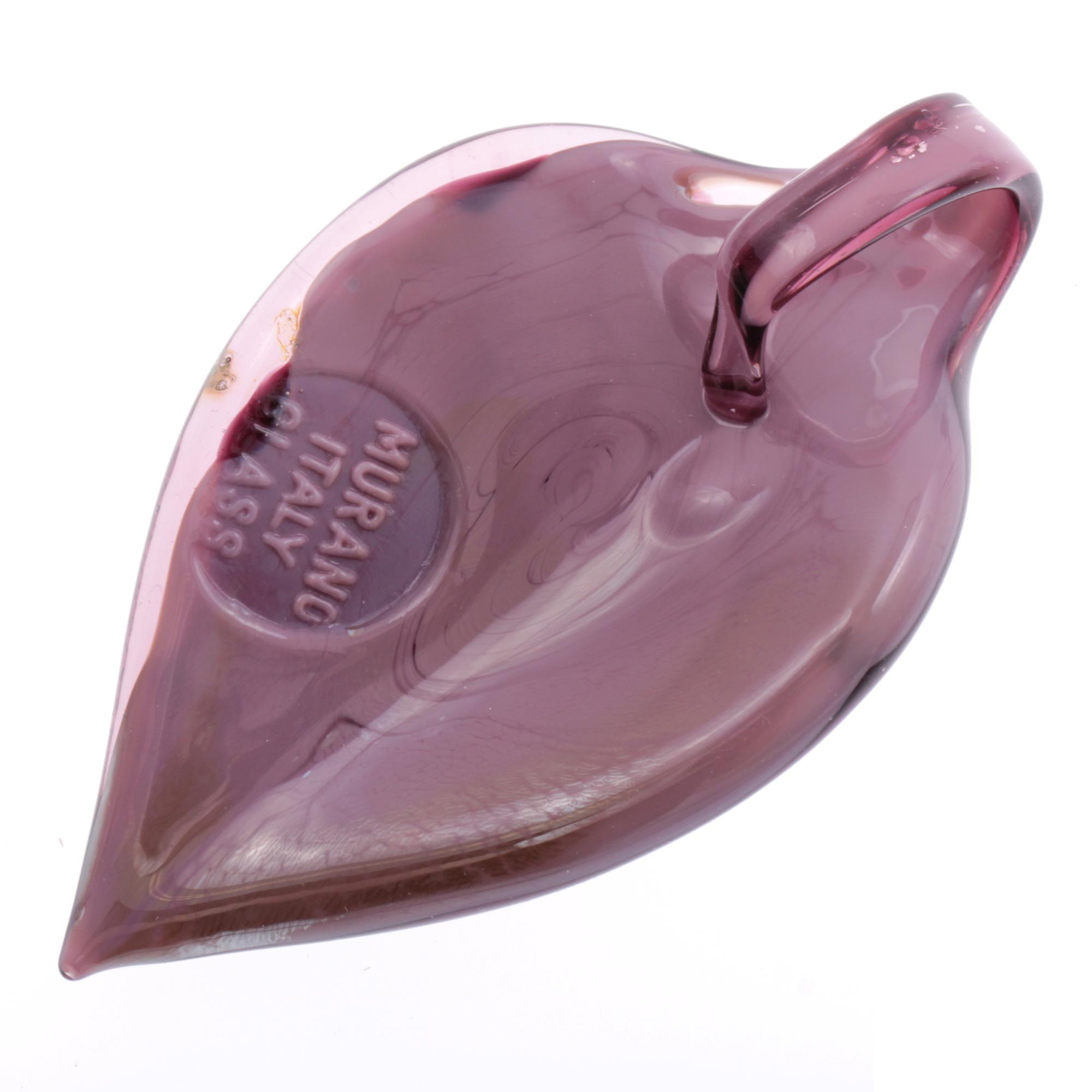 Feines kleines Murano Glas Blatt "Pala" Anhänger-lila