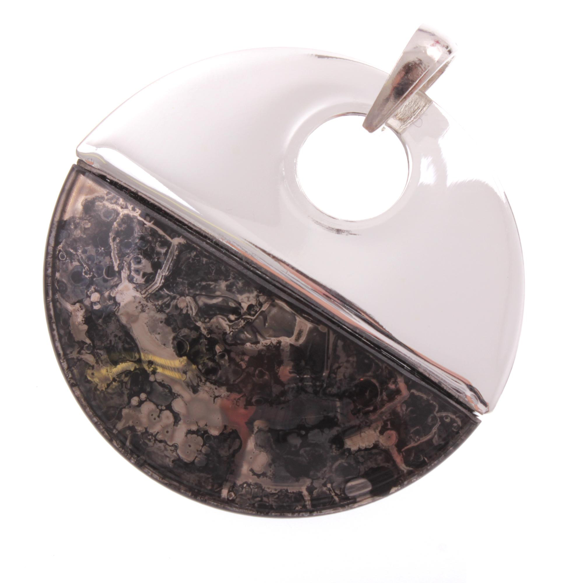 Ein Murano Glas Anhänger "Brizzola" wundervolle Kunst-schwarz platin