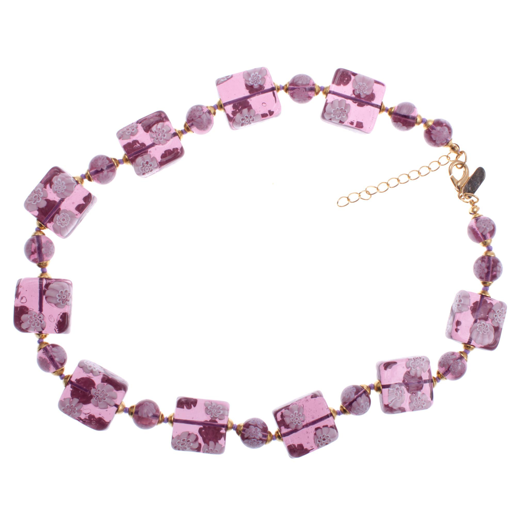 Murano Glas Collier "Melchior " Halskette-amethist-gold