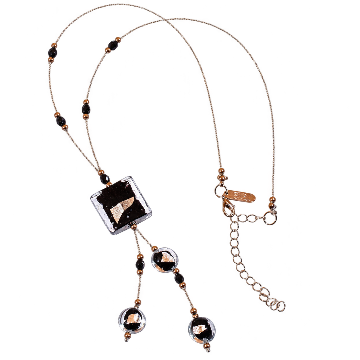 Murano Glas Collier "Ellen" schwarz-silber