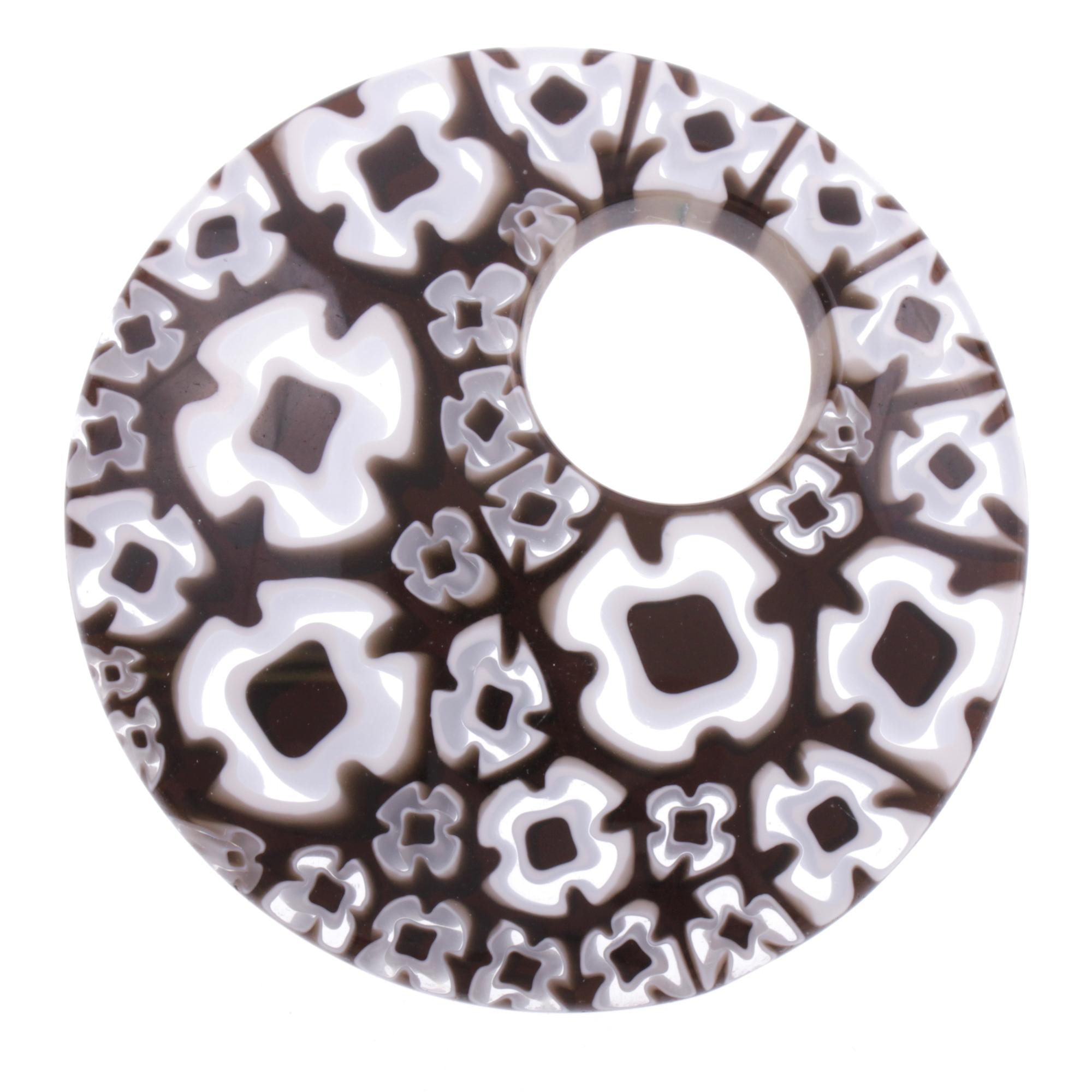 Mille Fiori Anhänger "Grand Chiva" echtes Murano Glas-schwarz-weiss