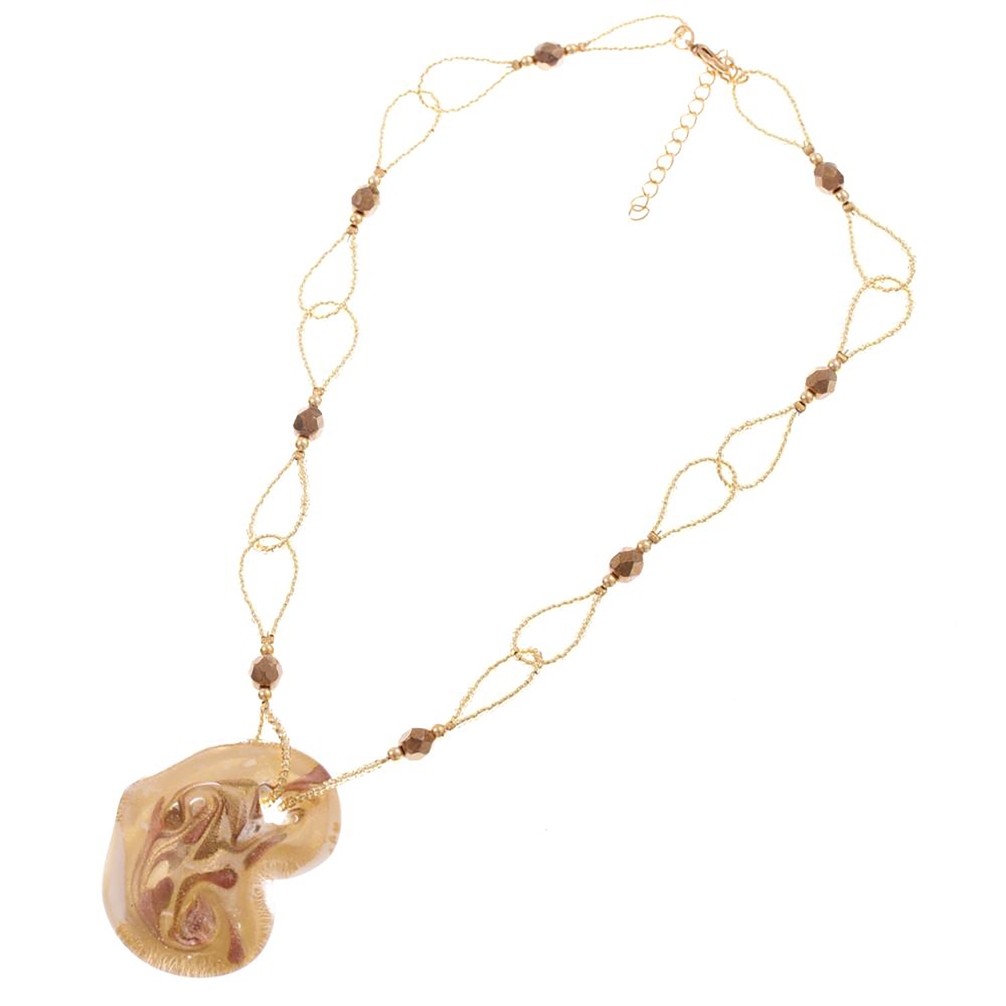 Edles Murano Glas Herz "Capri" Halskette-creme