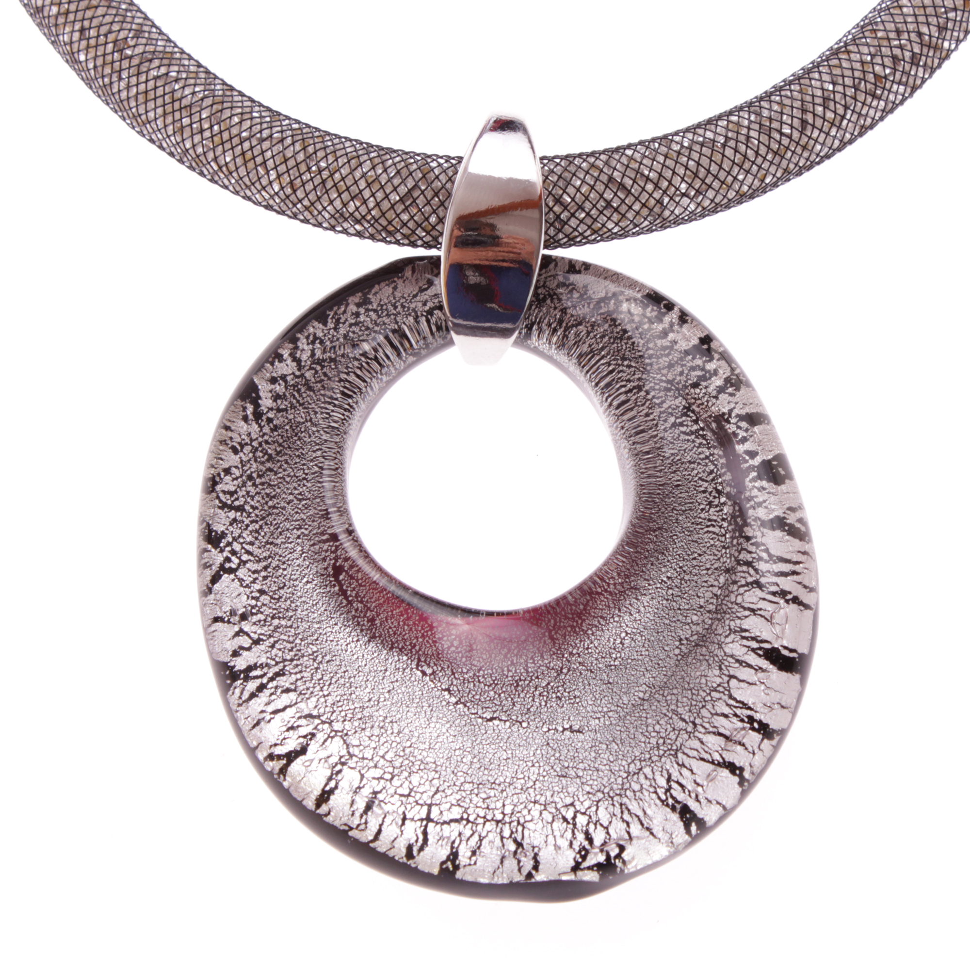 Edles Muranoglas Schmuckstück Model "Grande Galina Deluxe"- silber