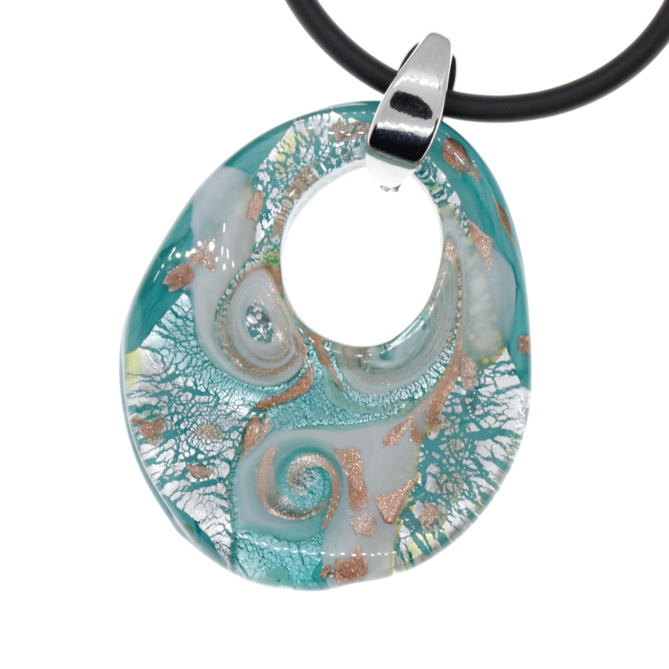  Grande Galina - Muranoglas Anhänger - türkis silber