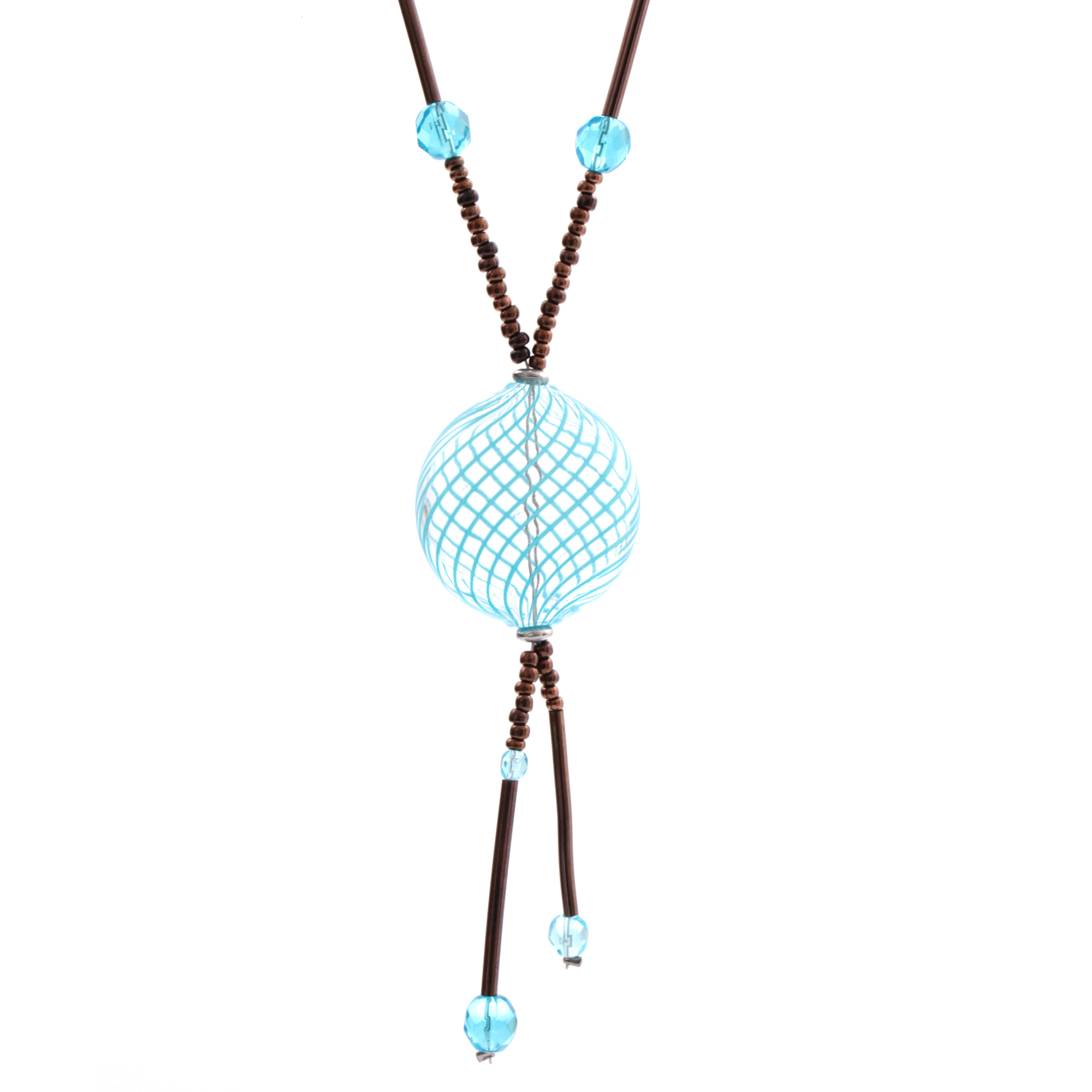 Exklusives Murano Glas Collier "Asticella" Halskette-blau-braun