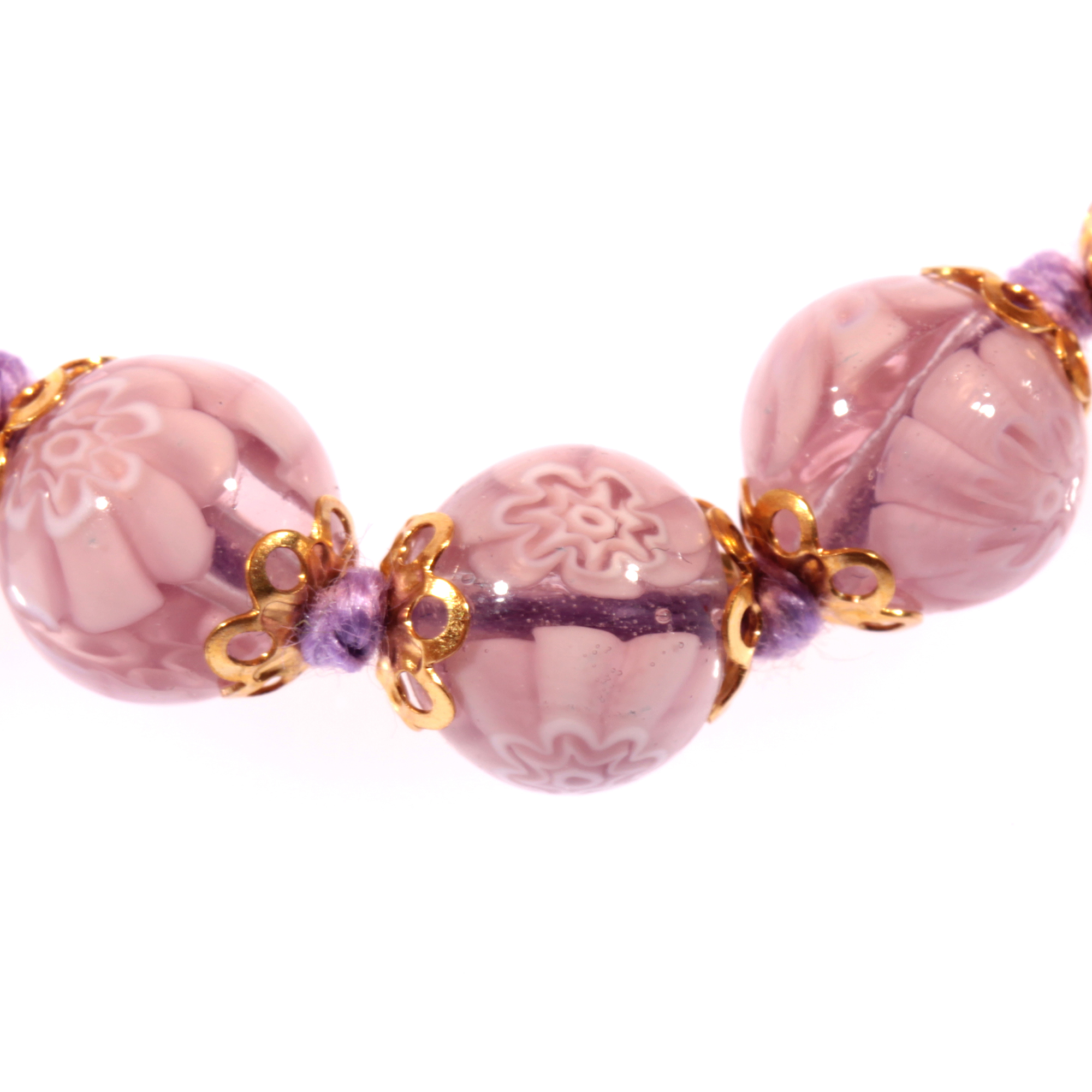 Murano Glas Armband "Mille Fiori" amethist