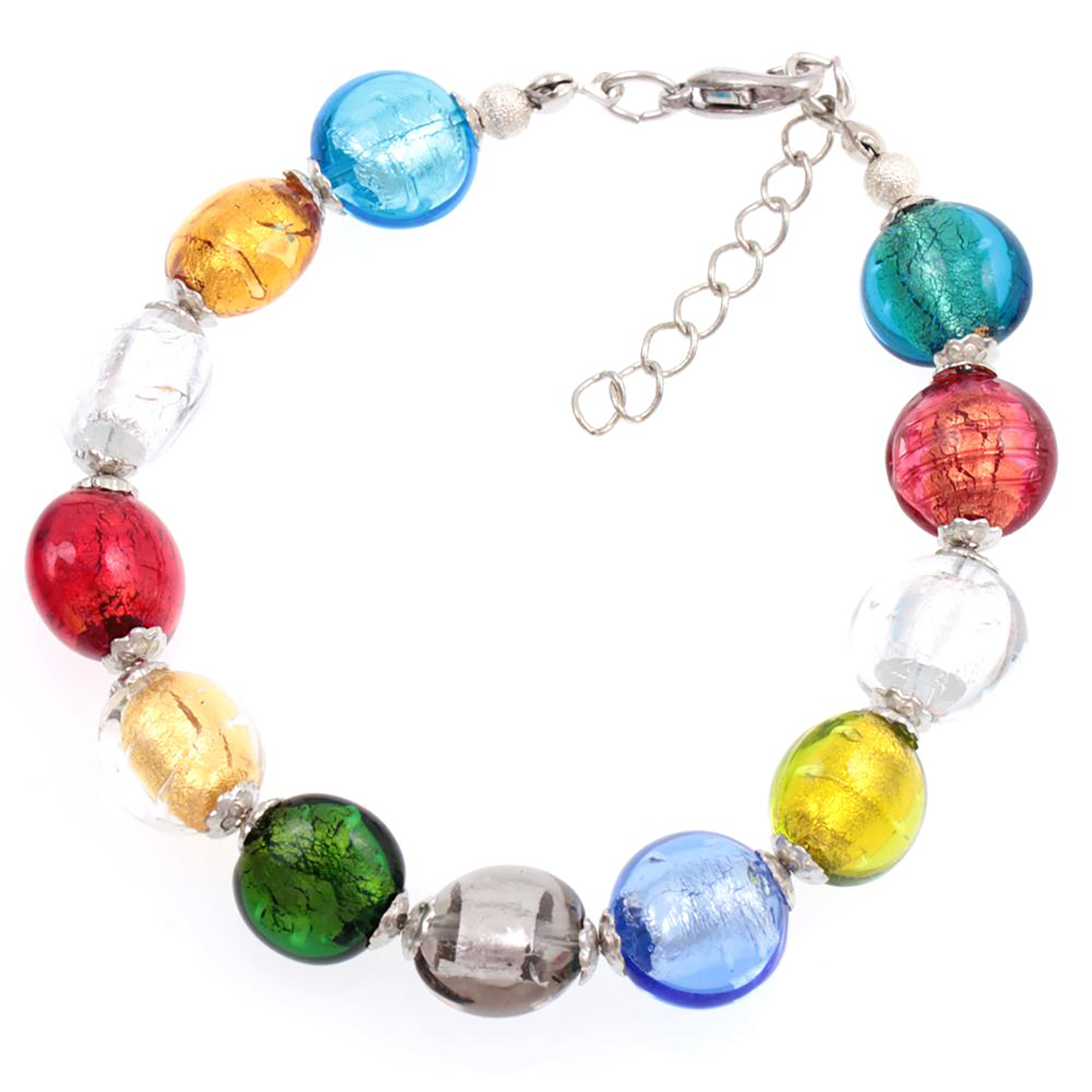 Murano Glas Armband "Seattle" -bunt-silber