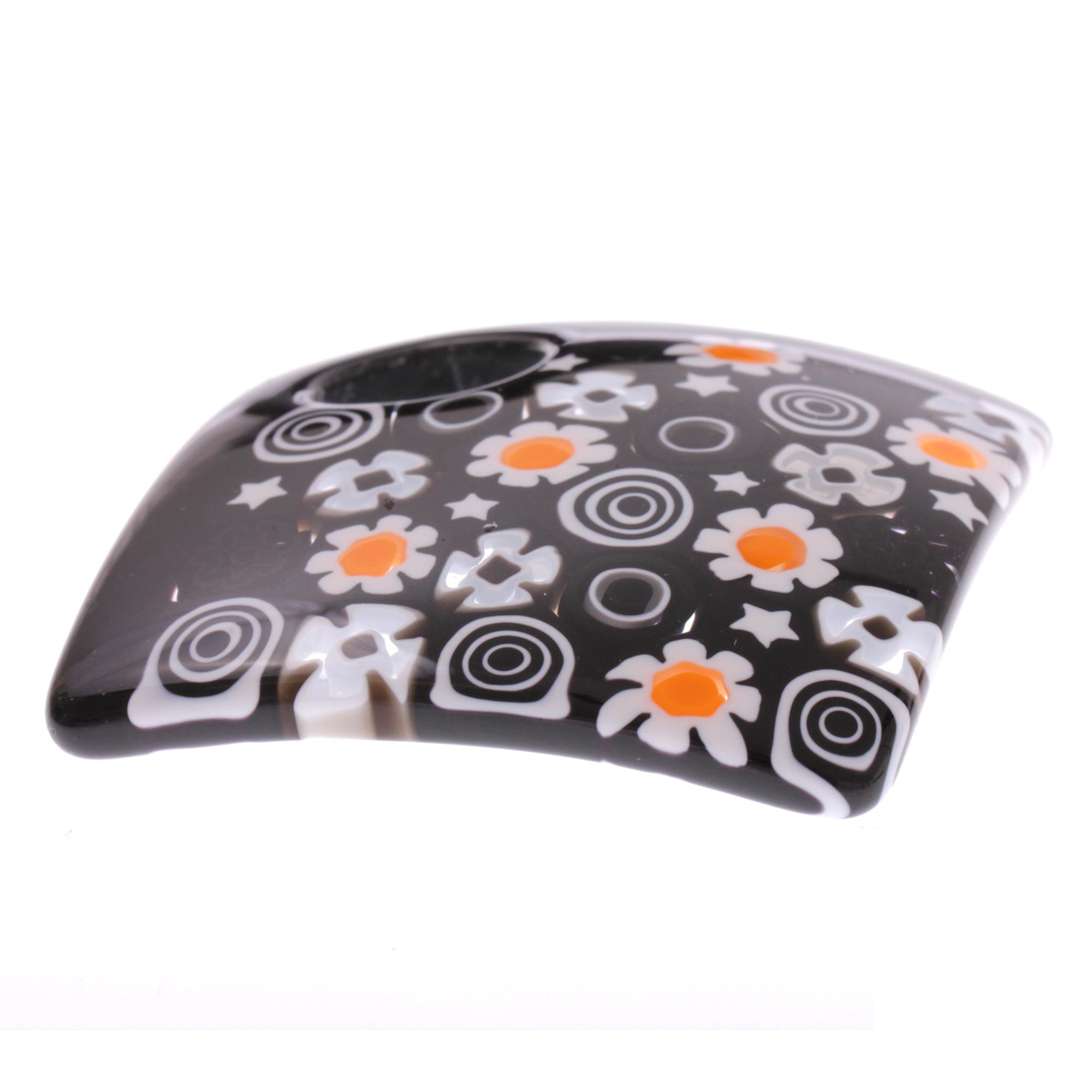 Modell "Lola" Murano Glas Anhänger mit echter Mille Fiori-schwarz-weiß II