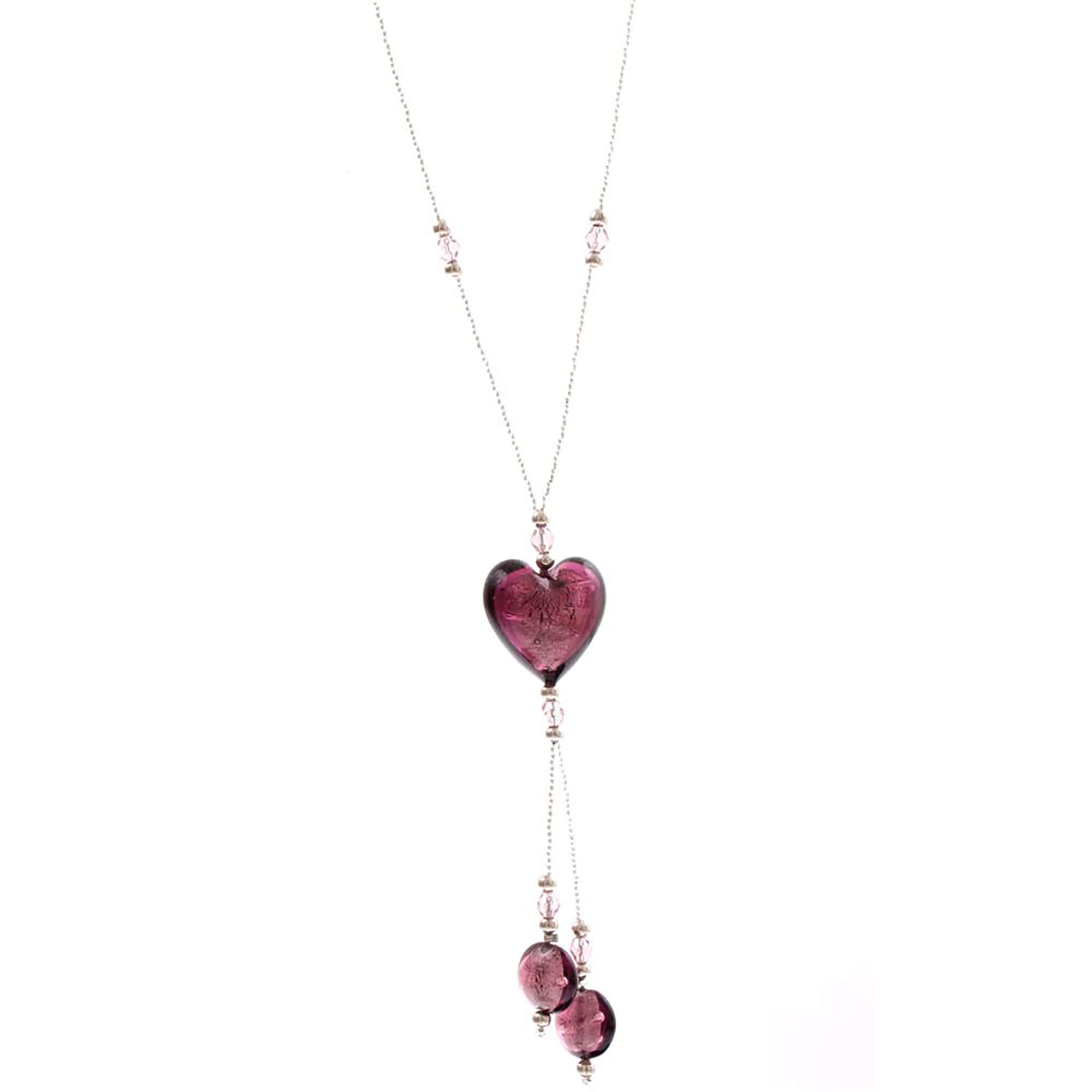 Murano Glas Collier "Stella" Halskette-amethist-silber
