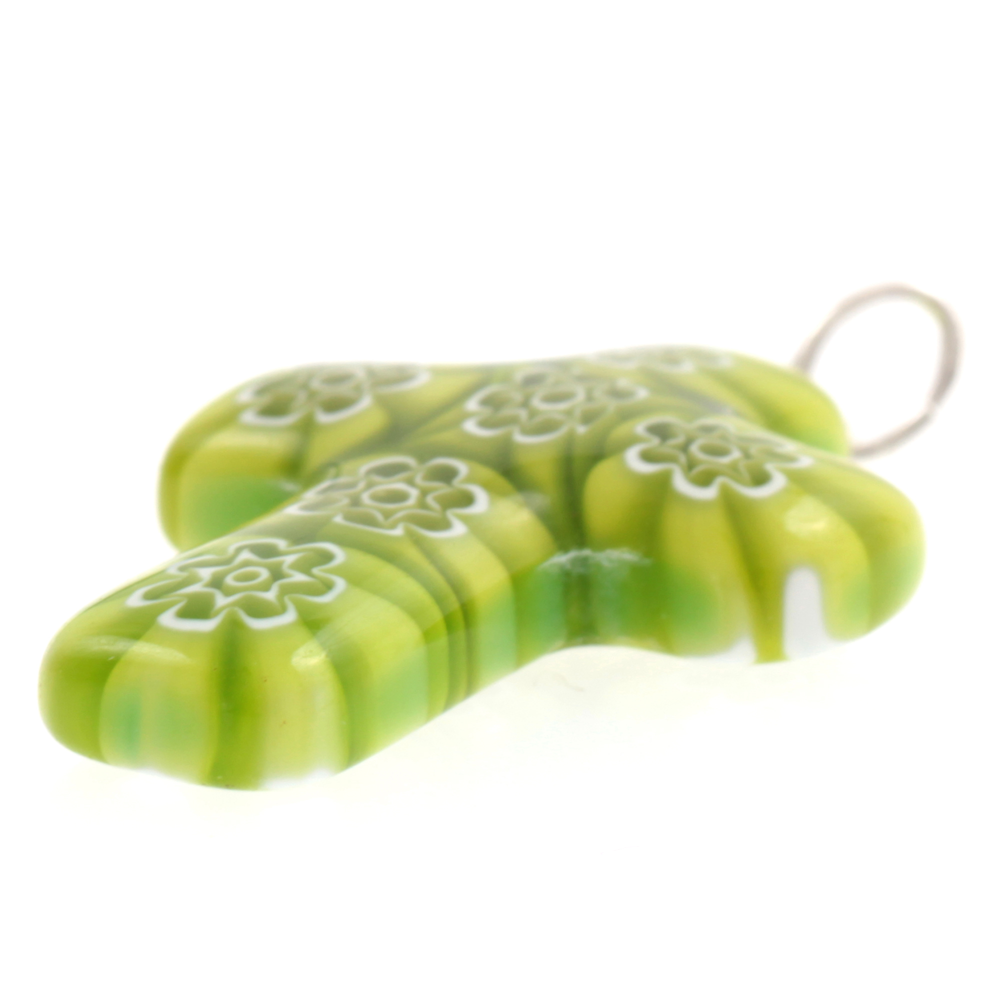Murano Glas Kreuz Modell "Rood" Mille Fiori-oliv