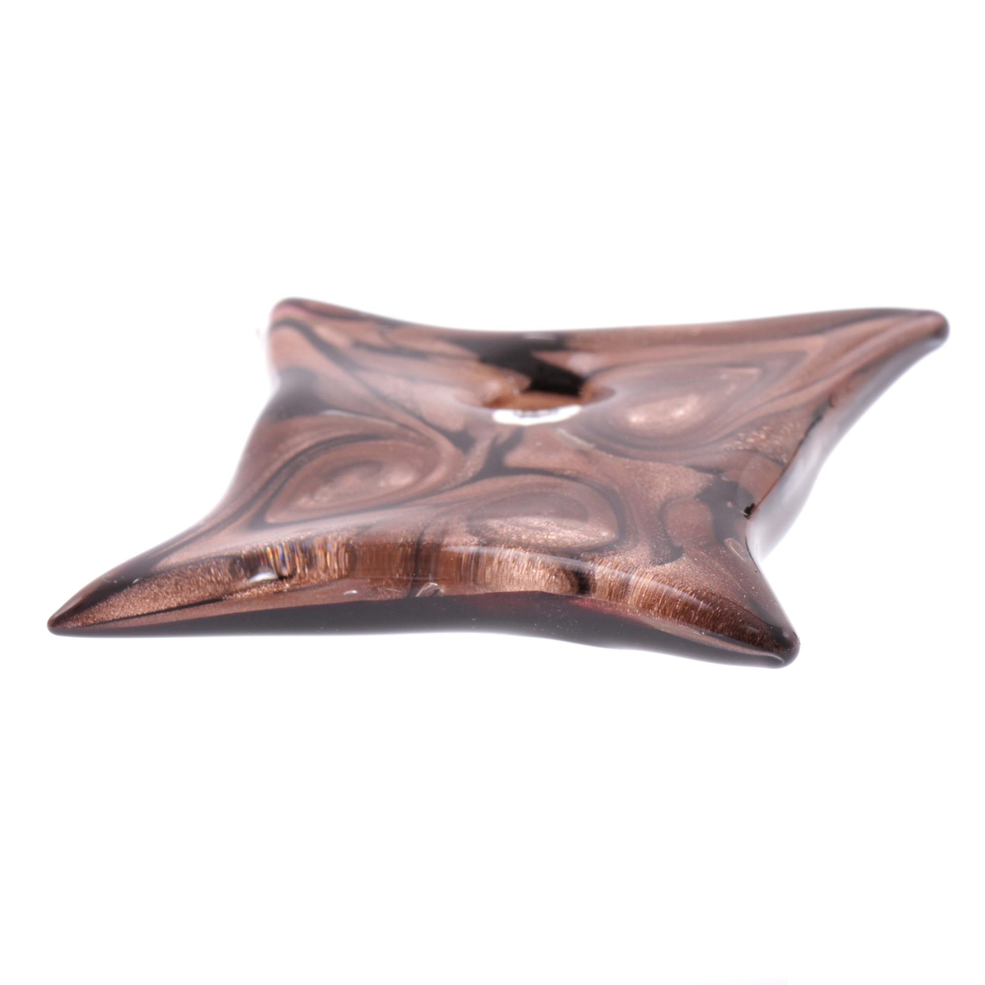 Exquisiter Murano Glas Anhänger "Losanga" -kupfer gold