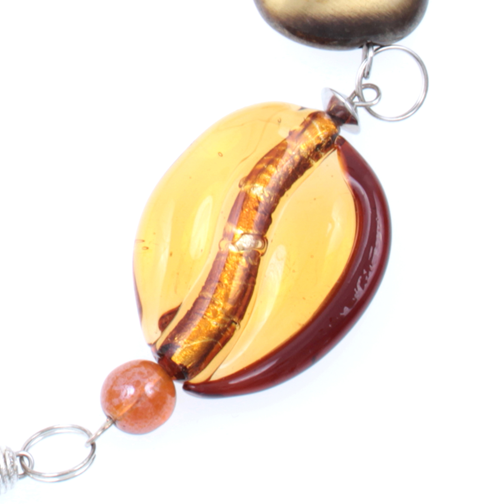 Hochwertiges Murano Glas Collier "Brava" -amber