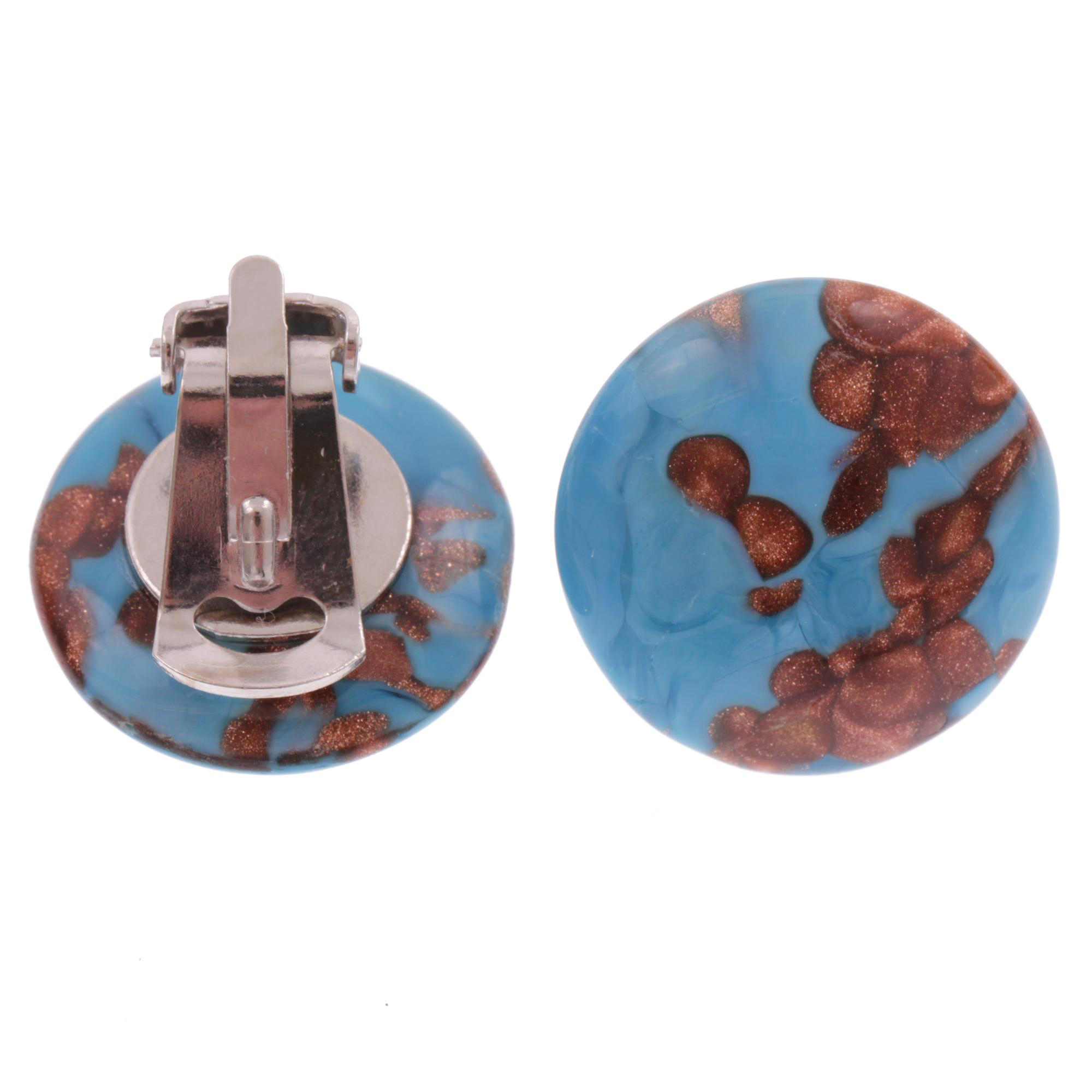 Ohrclip Murano Glas "Mondo" Ohrschmuck-blau-silber