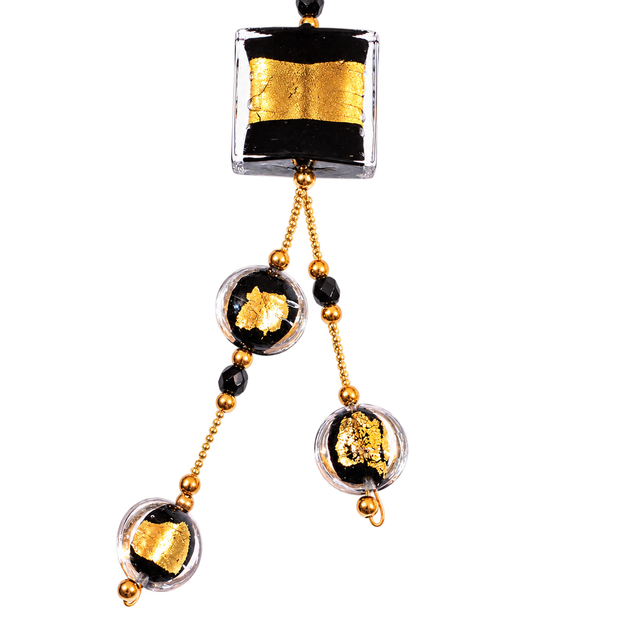 Murano Glas Collier "Ellen" schwarz-gold