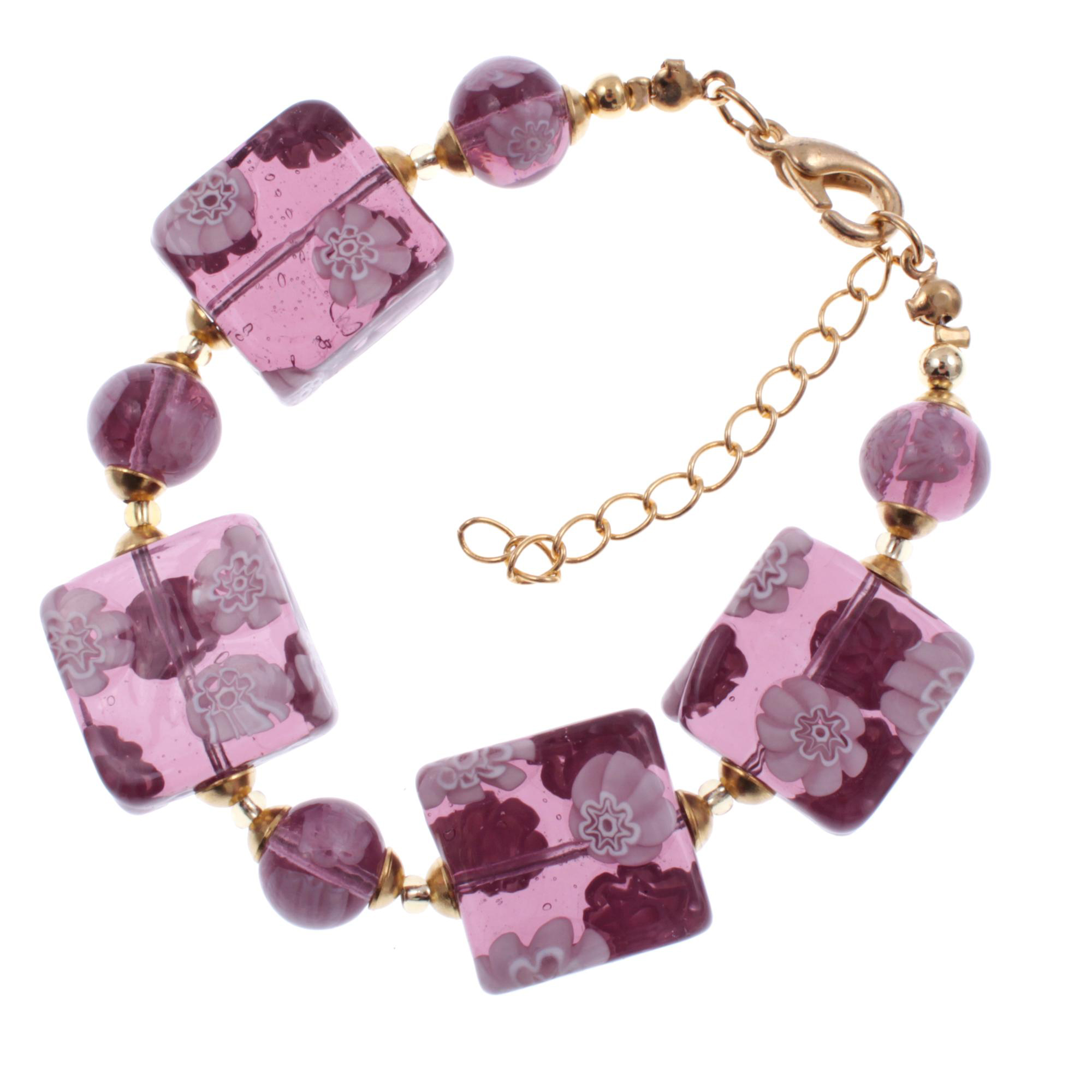 Murano Glas Armband "Melchior" Armschmuck-amethist-gold