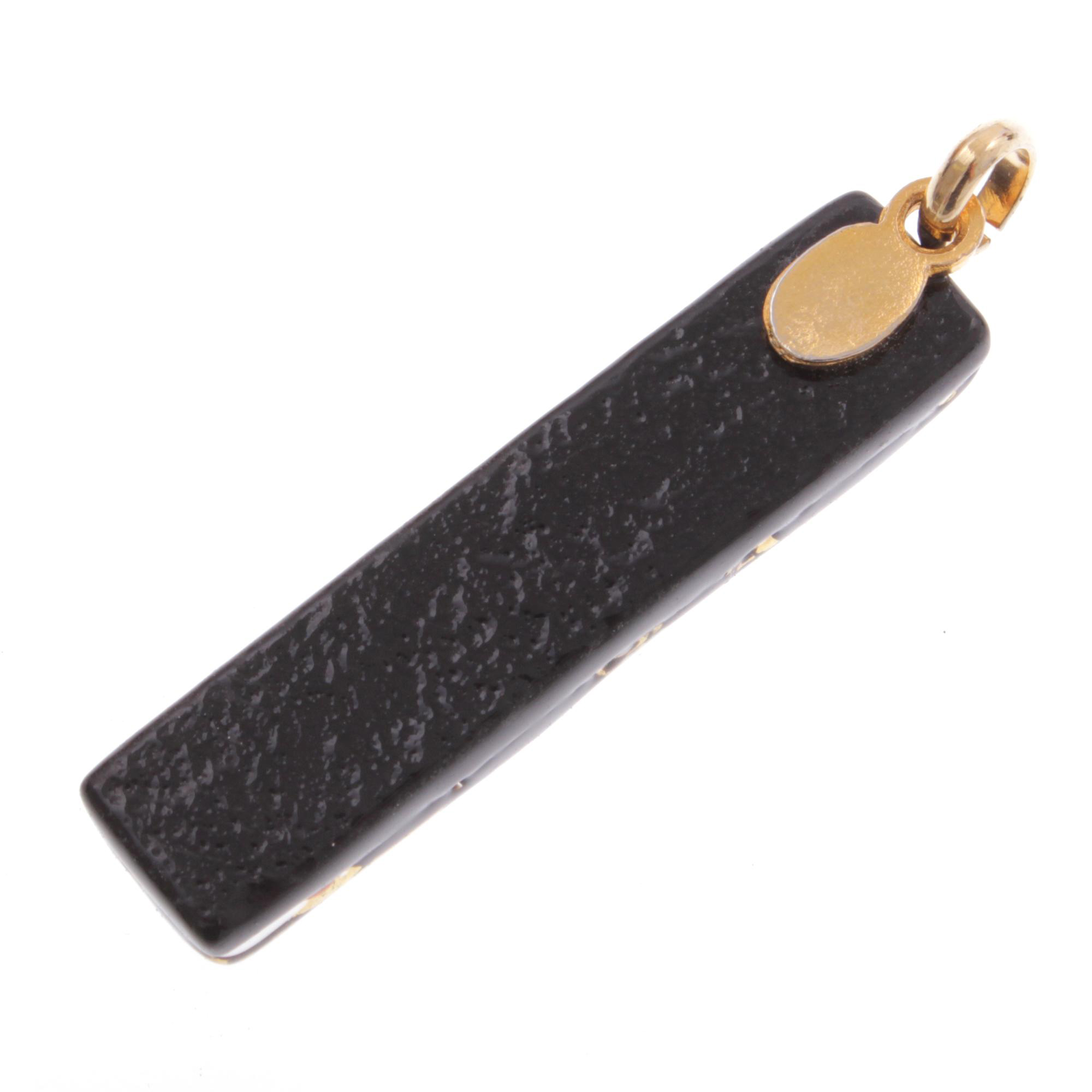 Murano Glas Anhänger Baguette "Bastone"-schwarz-gold