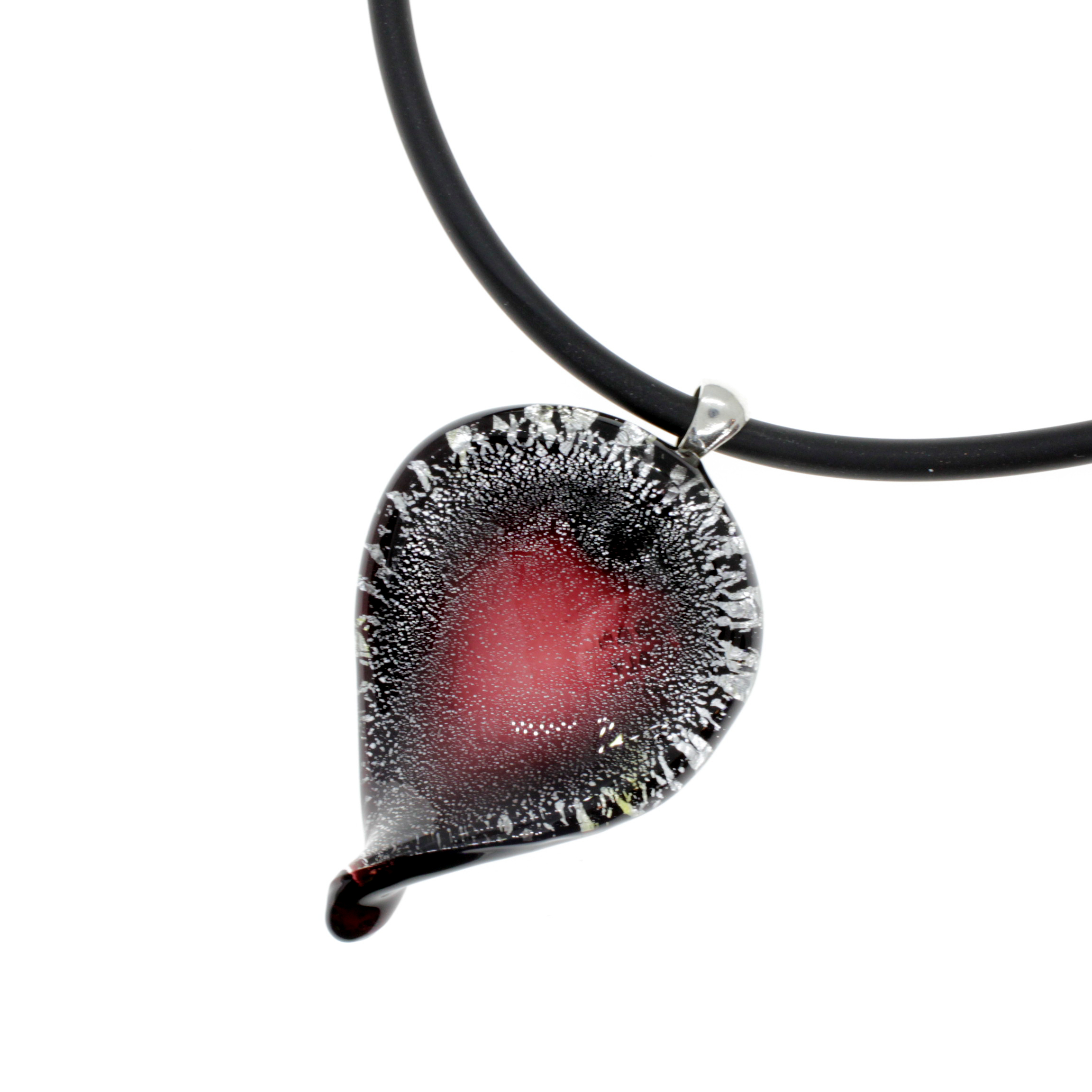 Originaler Murano Glas Anhänger "Christelle"  schwarz silber