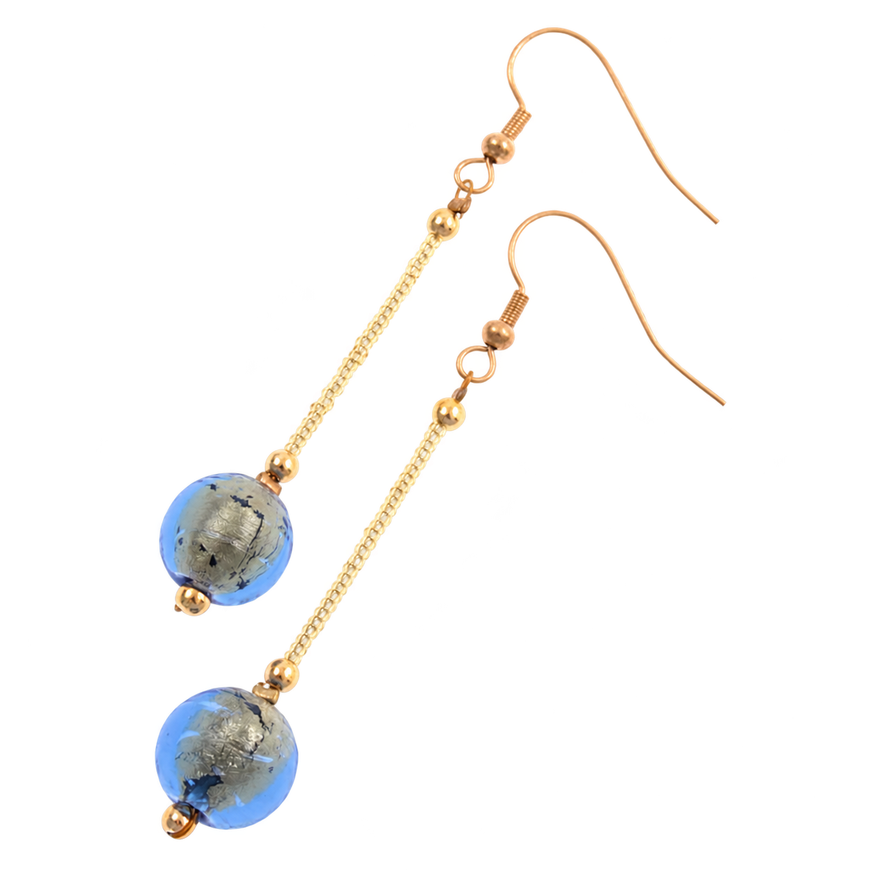 Allesandra Muranoglas Ohrhänger Blau/Gold