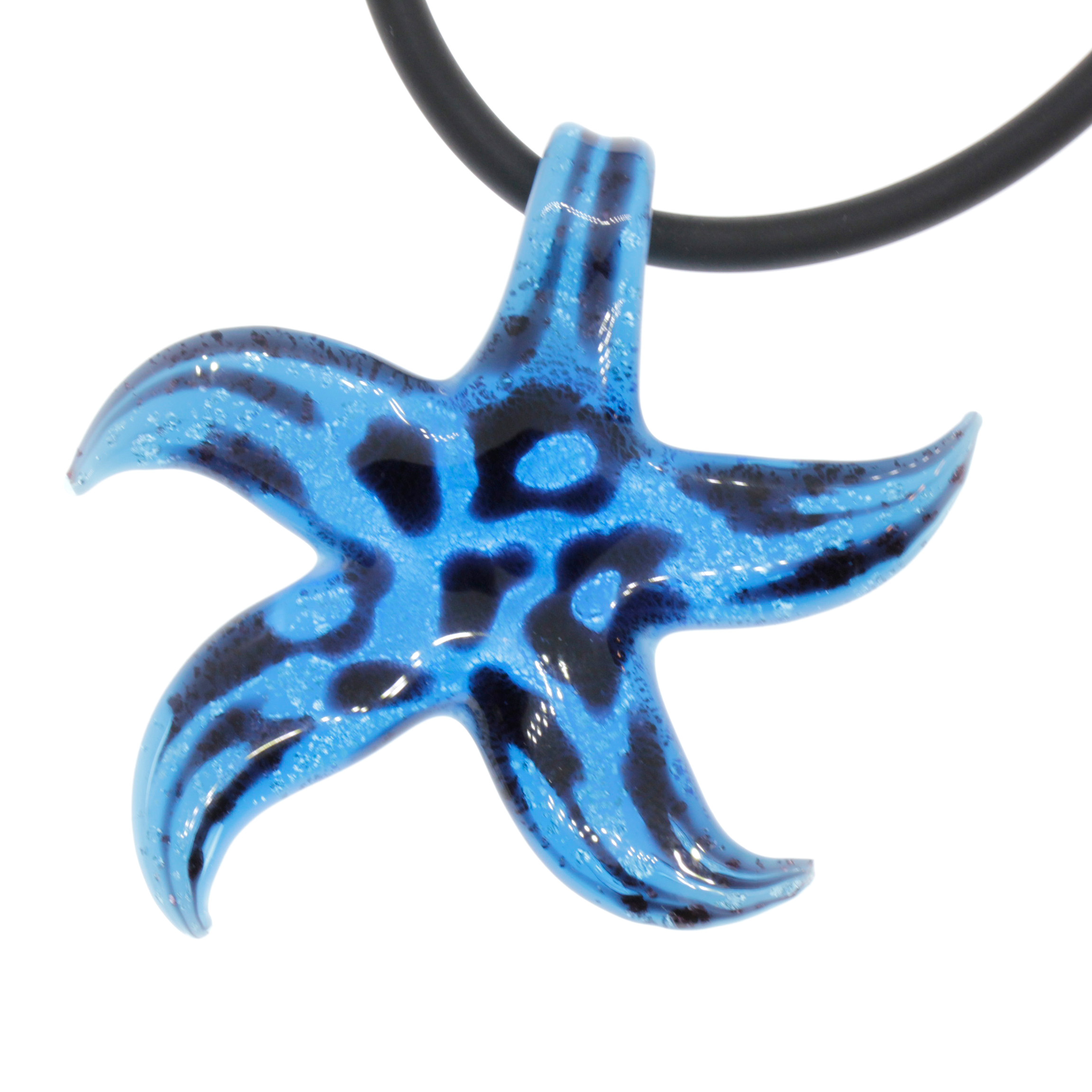 Murano Glas Seestern "Facella" Anhänger-blau schwarz